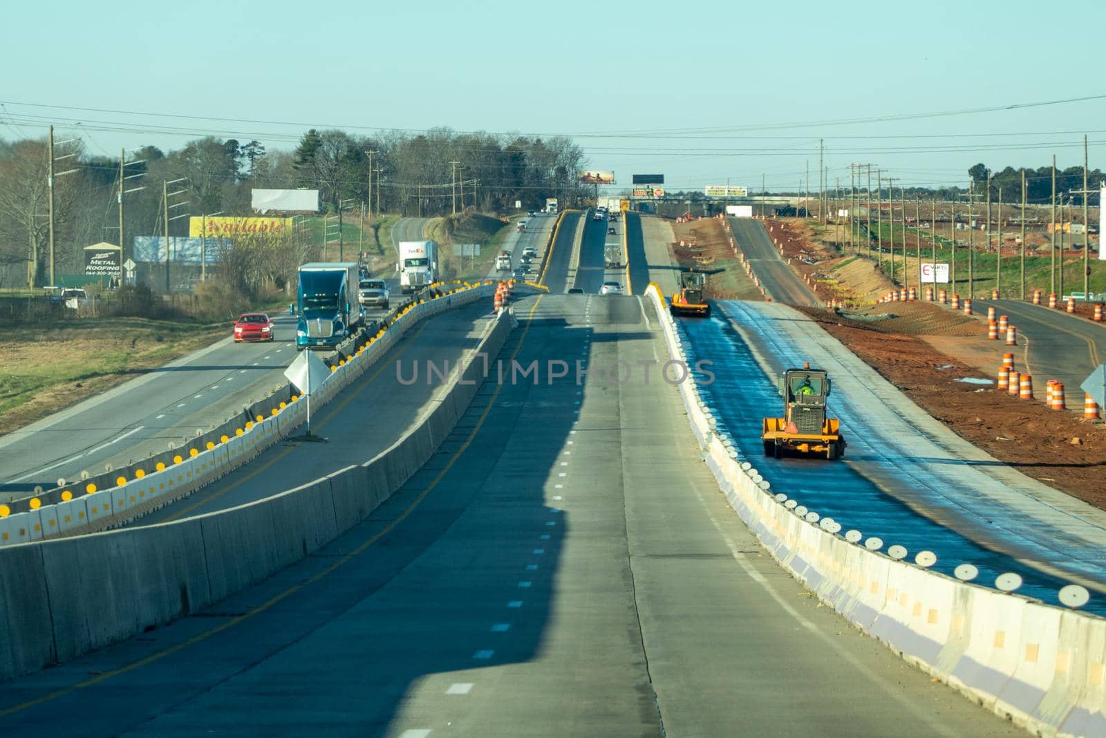 abstract highway contruction while driving