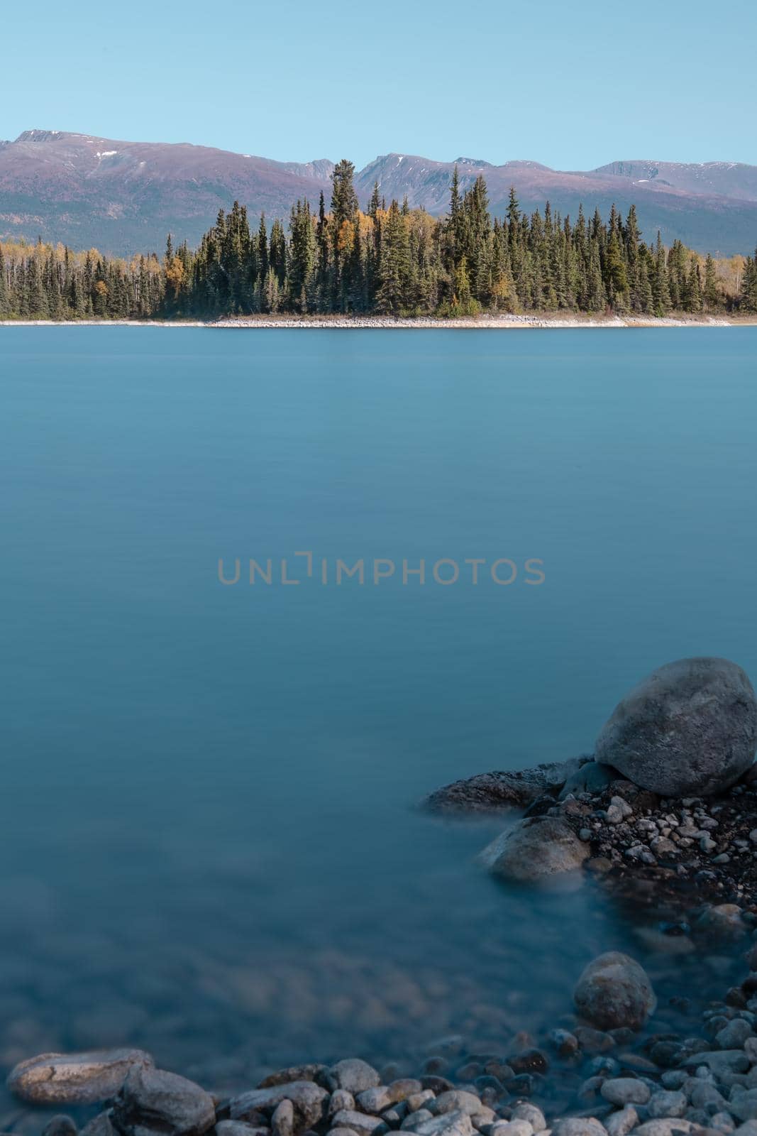 Boya Lake in British Columbia in fall by lisaldw