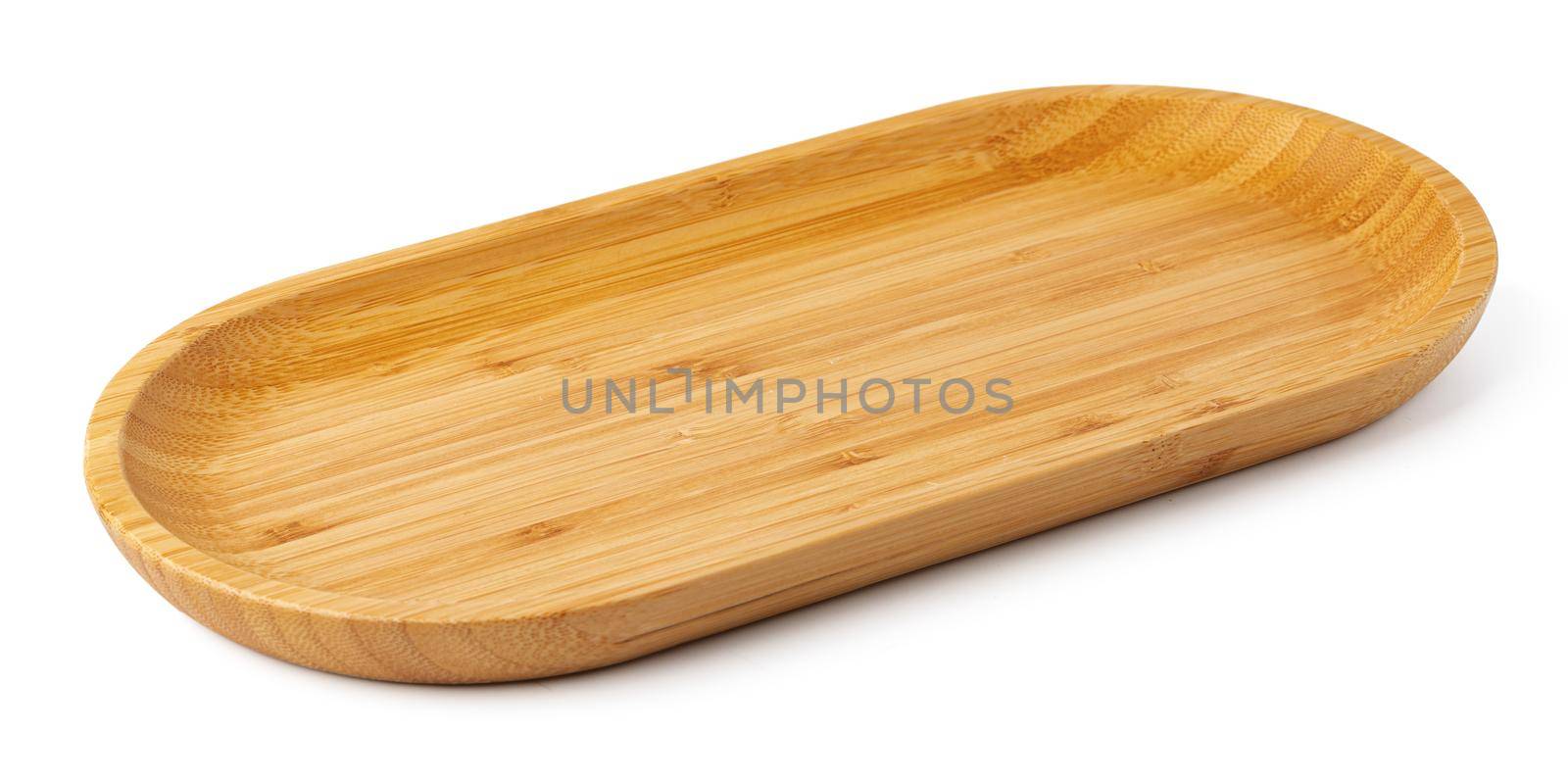 Wooden plate isolated on white background, close up by Fabrikasimf
