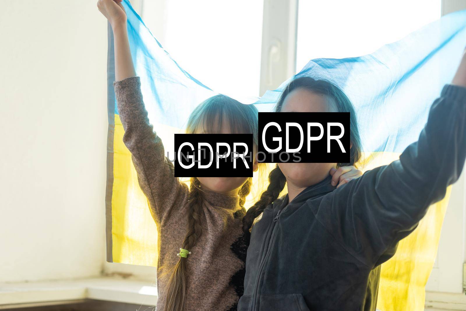 a large family of people behind the inscription GDPR. General data protection regulation. Cyber security and privacy.