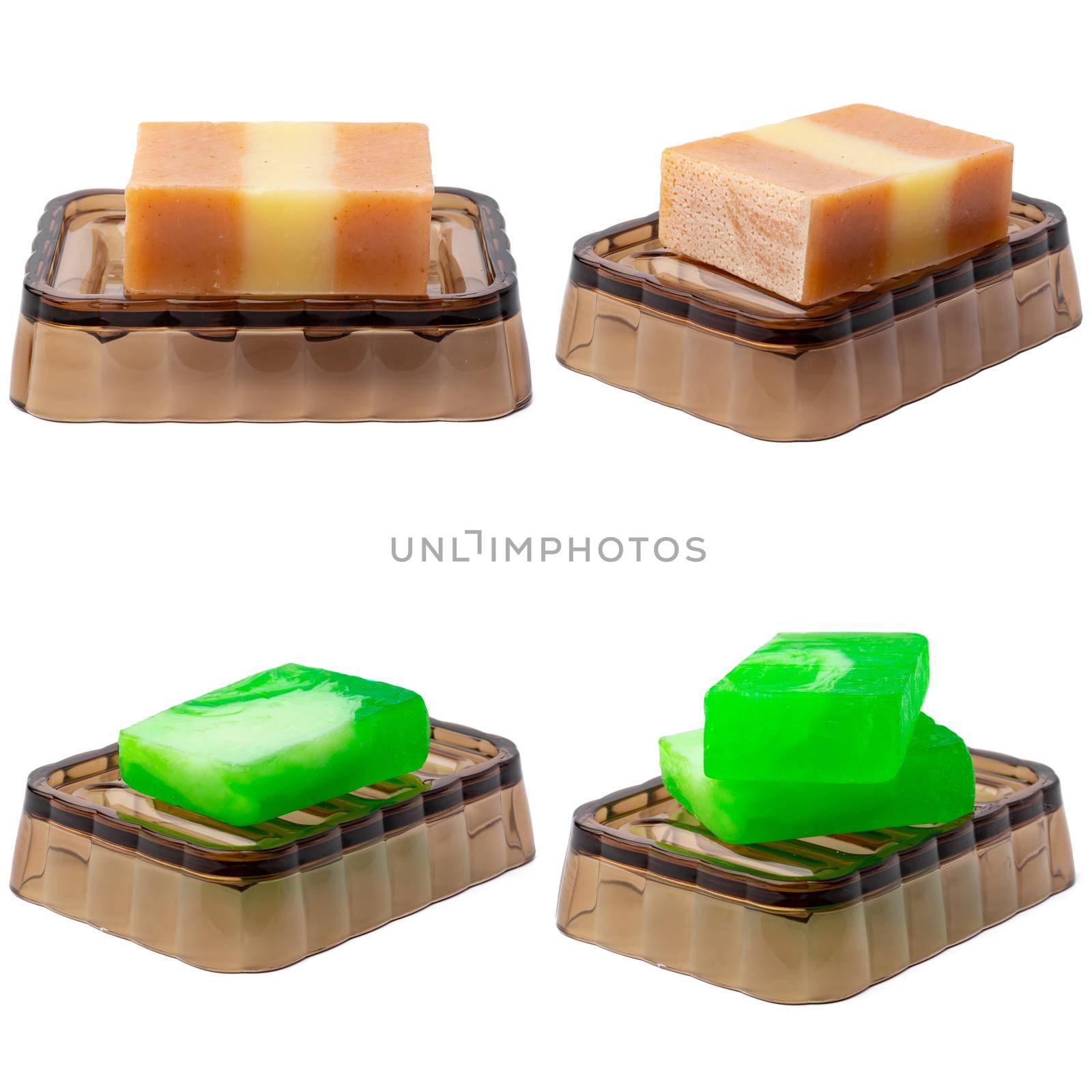 Soap bars isolated on the white background, close up