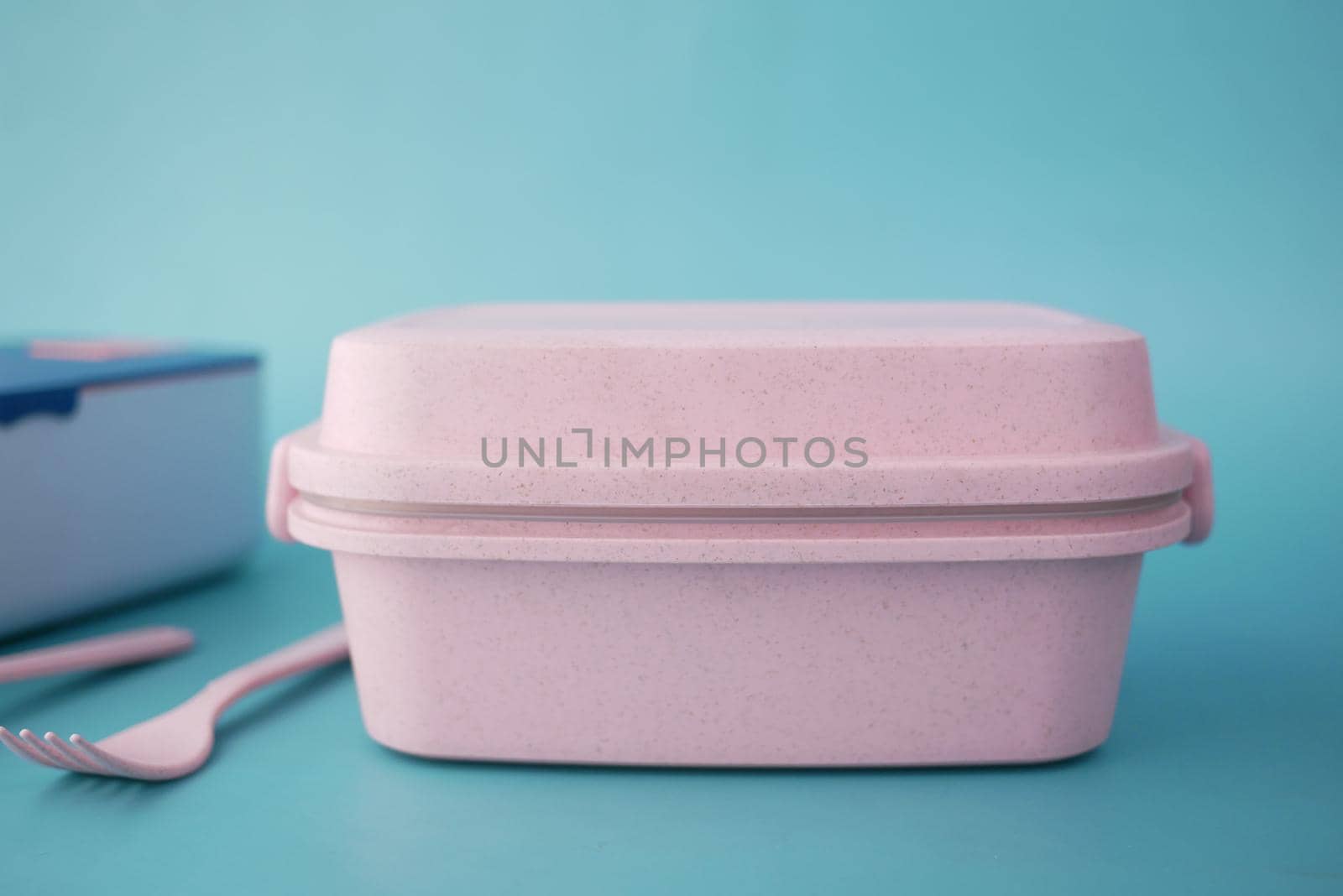 top view of a lunch box on color background ,