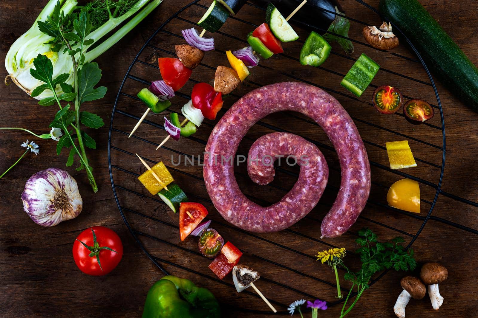 Flexitarian Menu - Sausage and vegetable skewers. by JPC-PROD