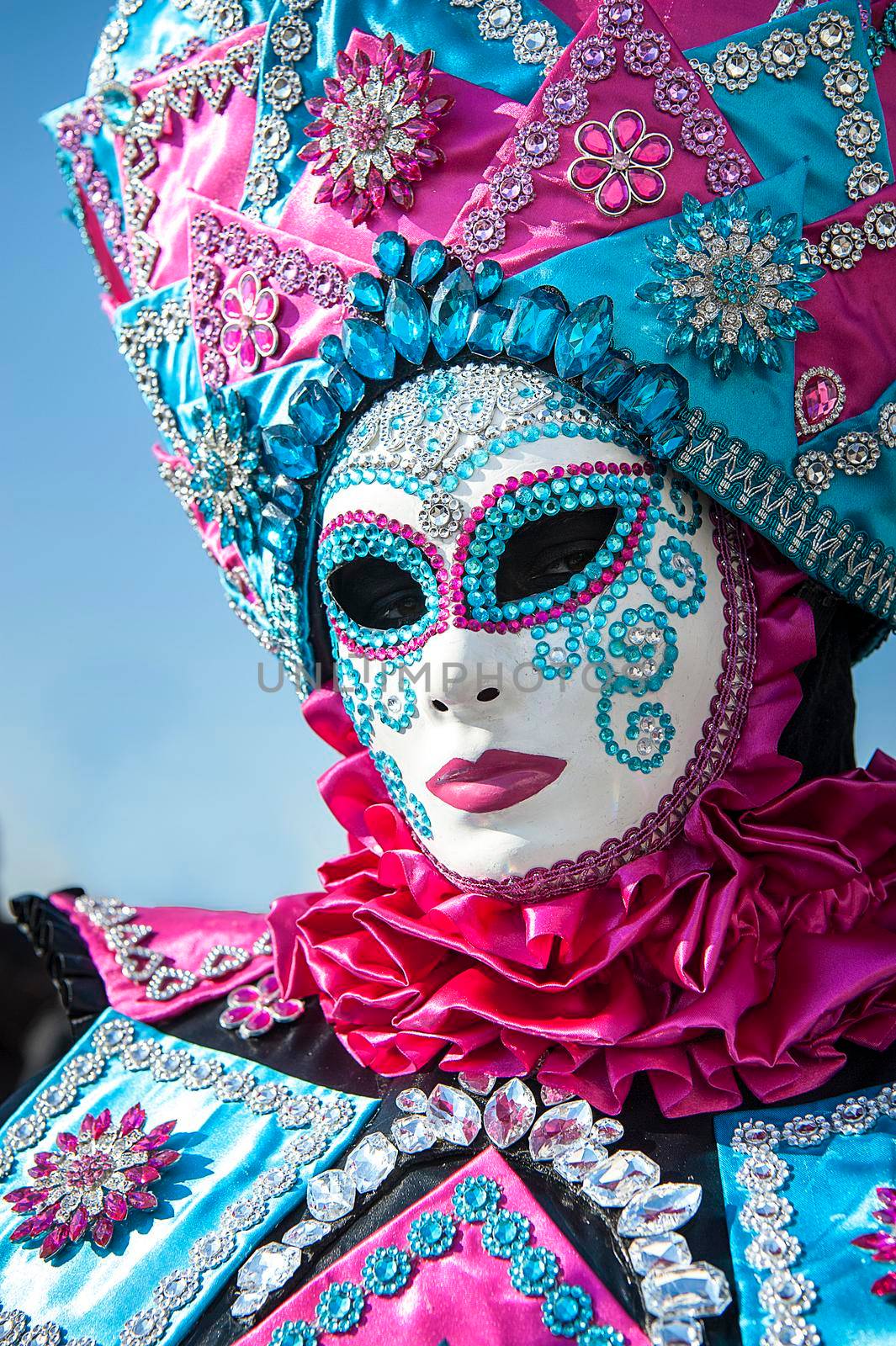 VENICE, ITALY - Febrary 21 2020: The masks of the Venice carnival 2020