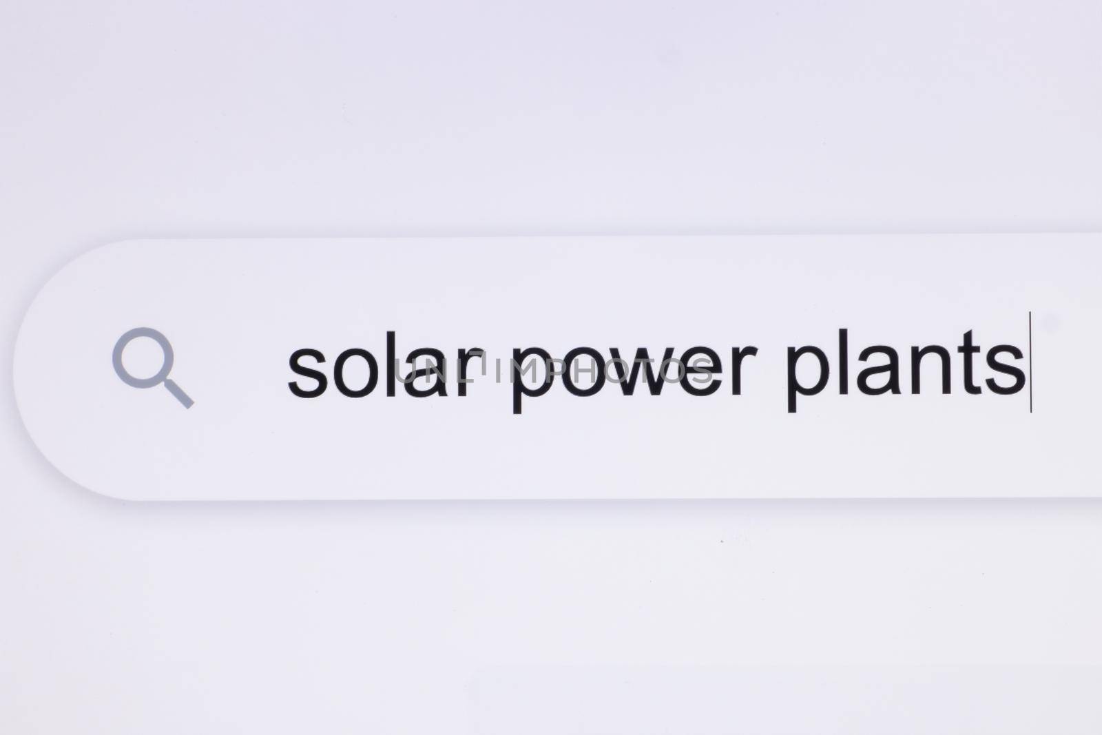 Searching for Solar power plants information in Search Bar Screen View. Searching For an Online Network Website. Searching The World Wide Web Internet on a Computer.