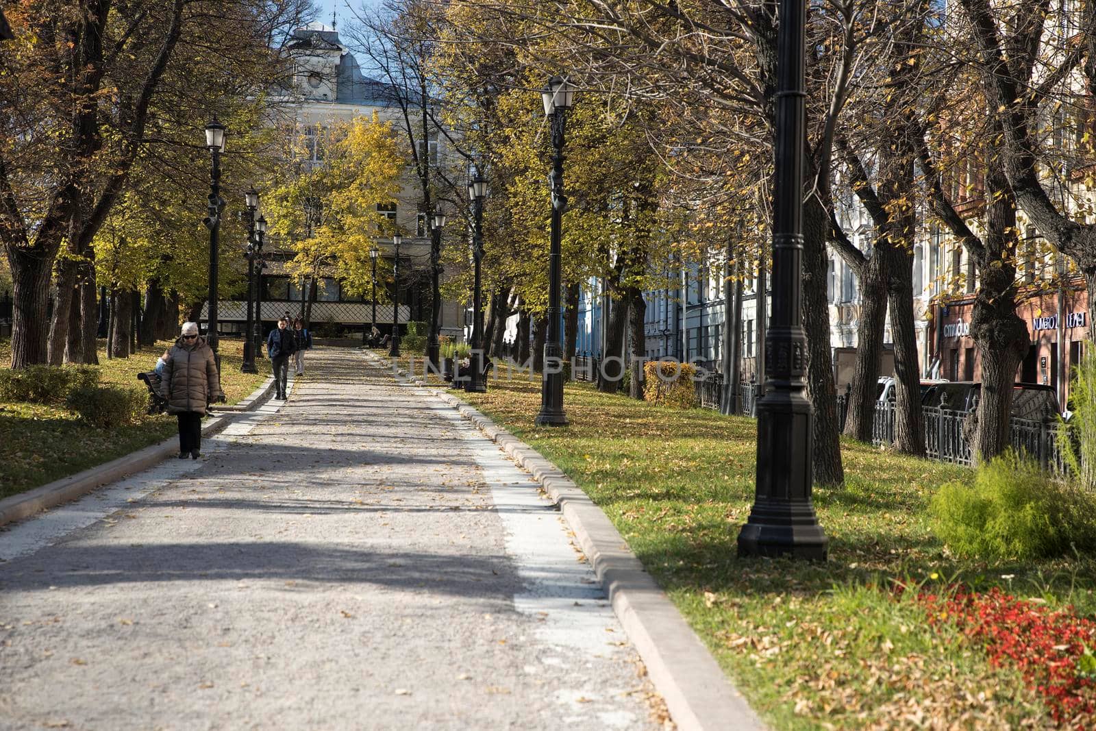 Moscow, Russia - 08 October 2021, View of the boulevard ring