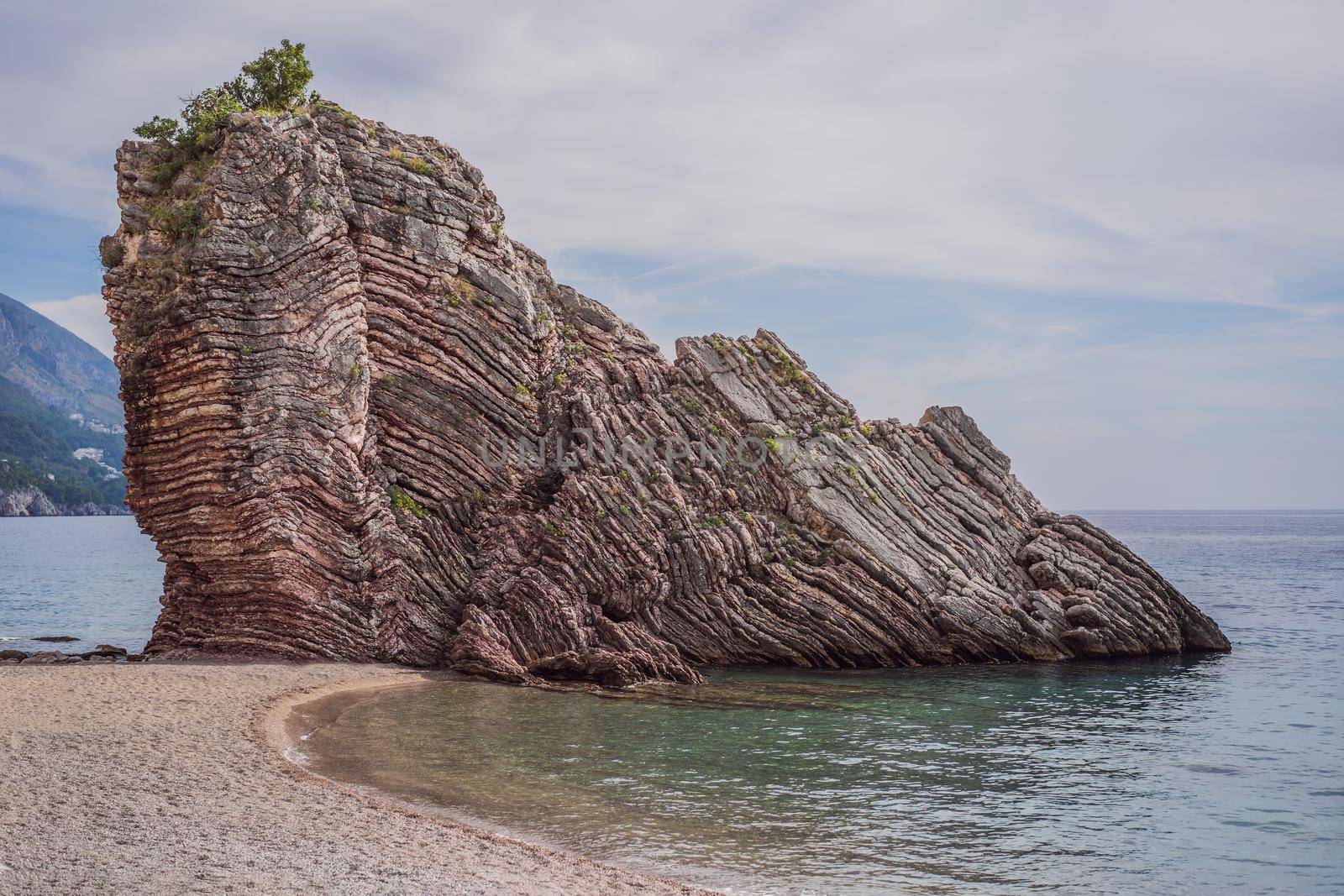 Beautiful rocks in the sea in Montenegro. Montenegro is a popular tourist destination in Europe.