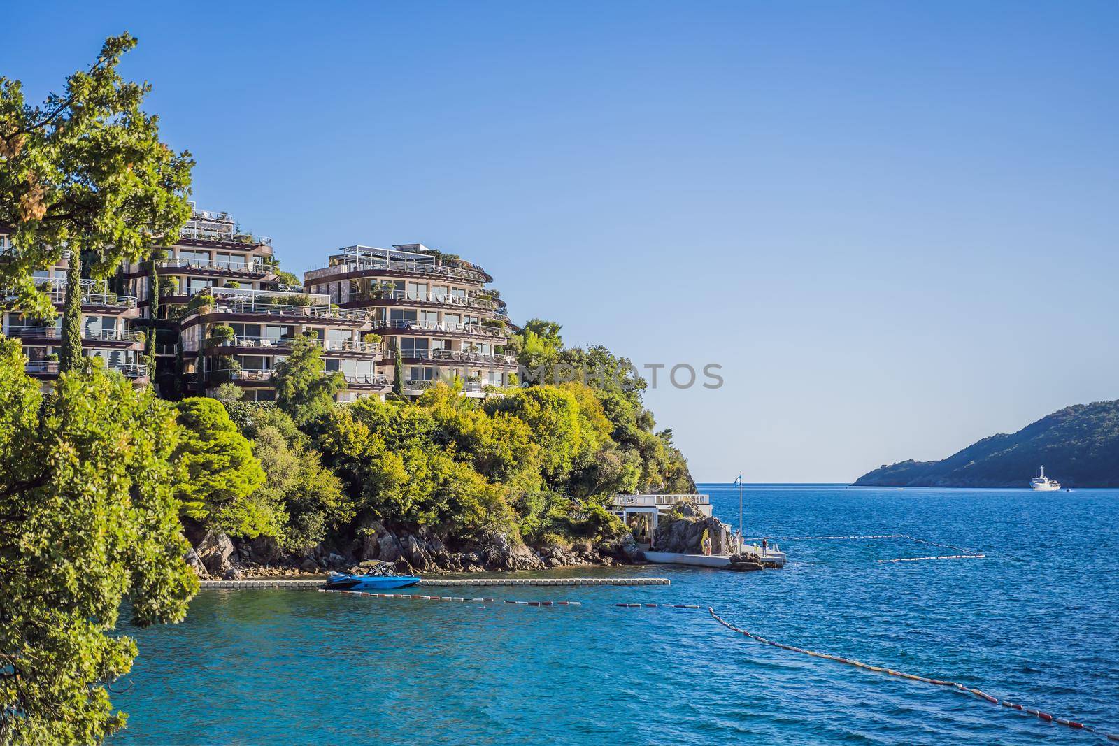 Budva, Montenegro - September 25, 2021. Dukley Gardens apartment complex in Budva, Montenegro by galitskaya