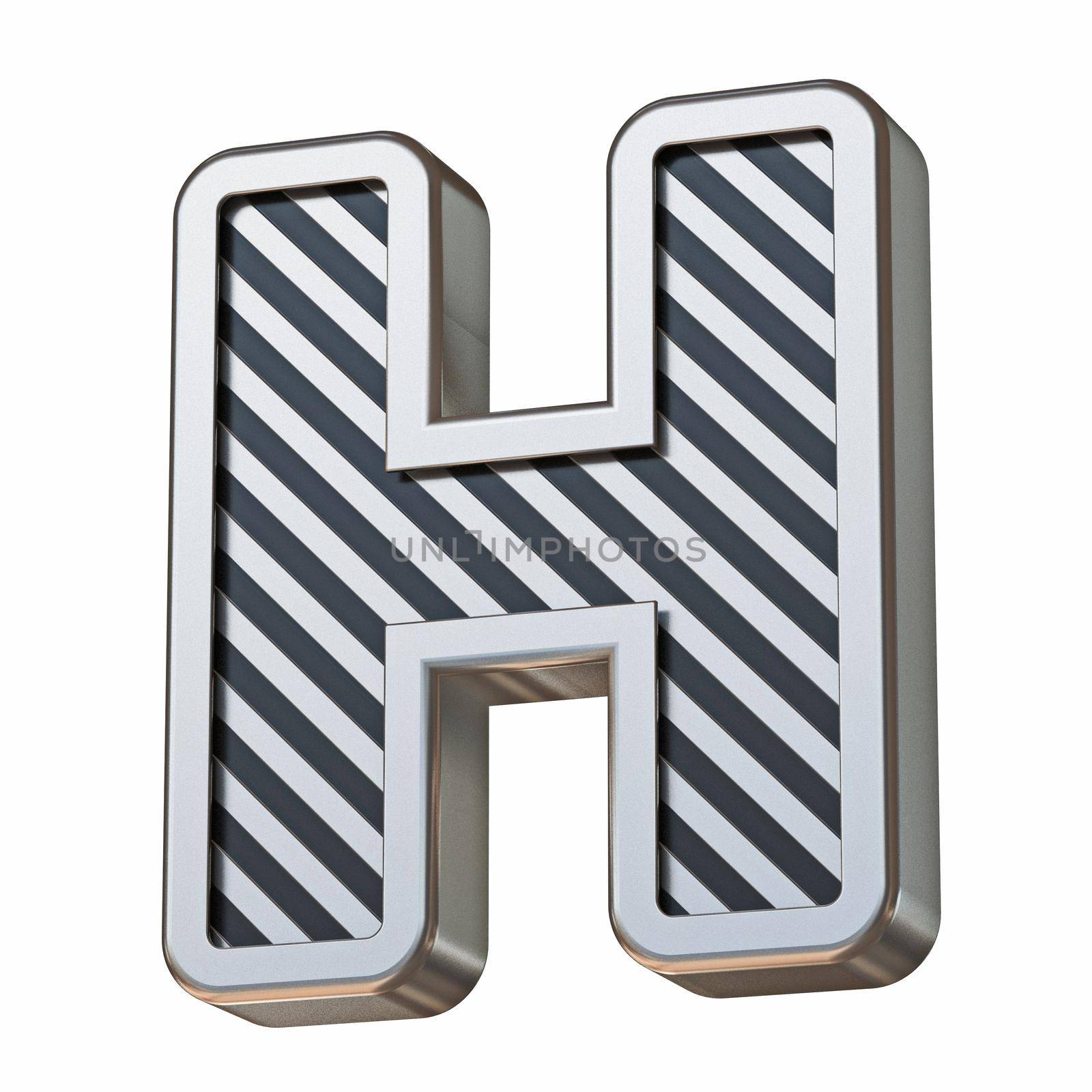 Stainless steel and black stripes font Letter H 3D by djmilic