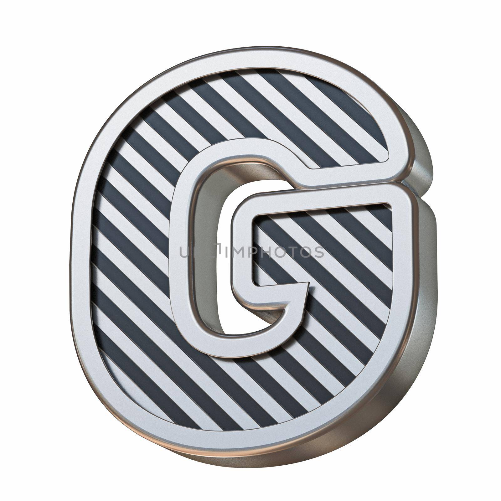 Stainless steel and black stripes font Letter G 3D by djmilic