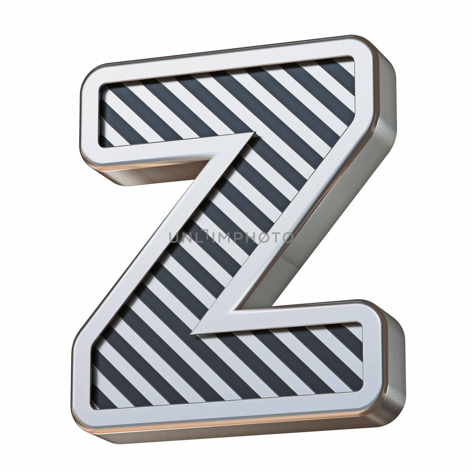 Stainless steel and black striped font Letter Z 3D by djmilic