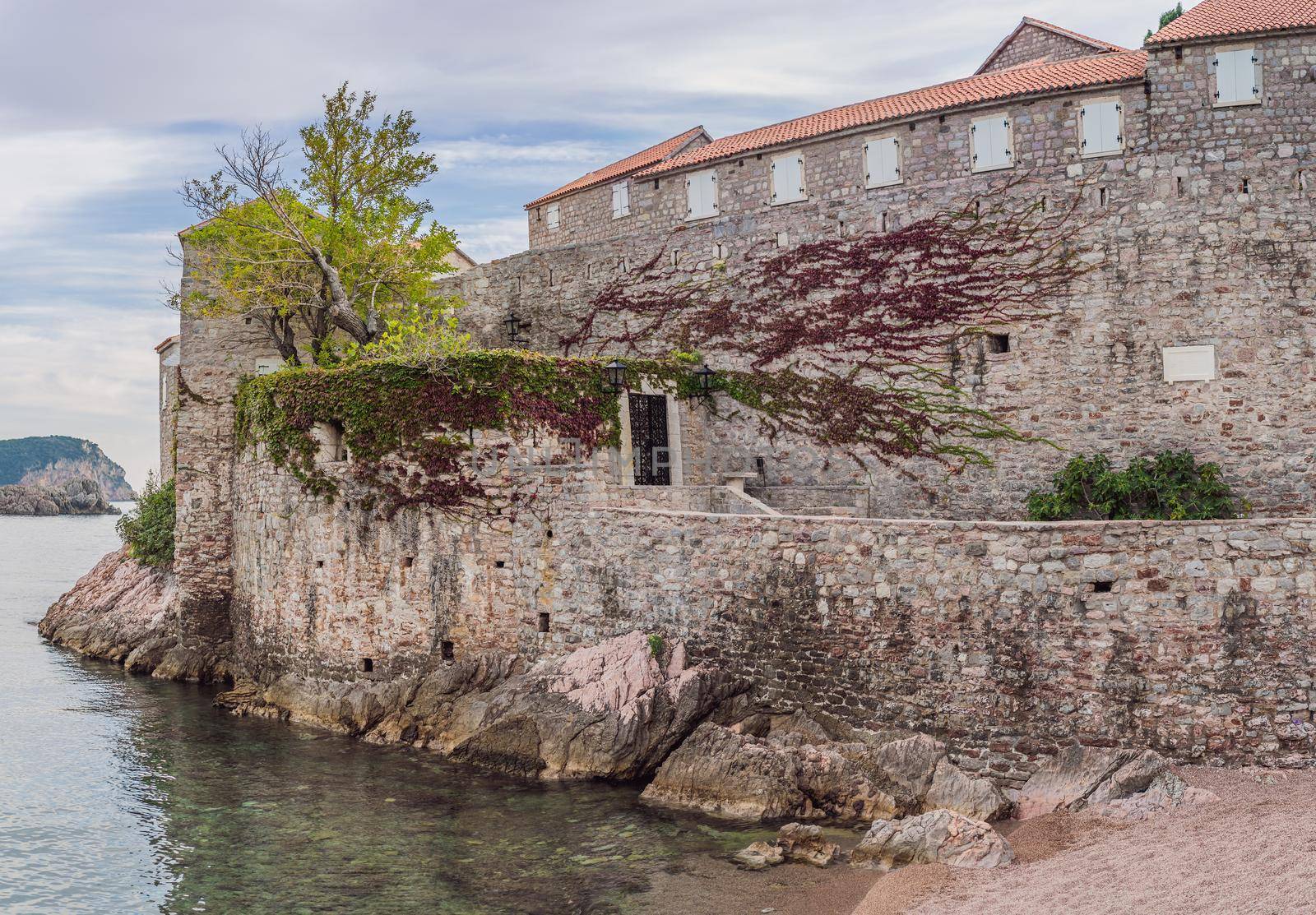 Beautiful view of the island of St. Stephen, Sveti Stefan on the Budva Riviera, Budva, Montenegro.