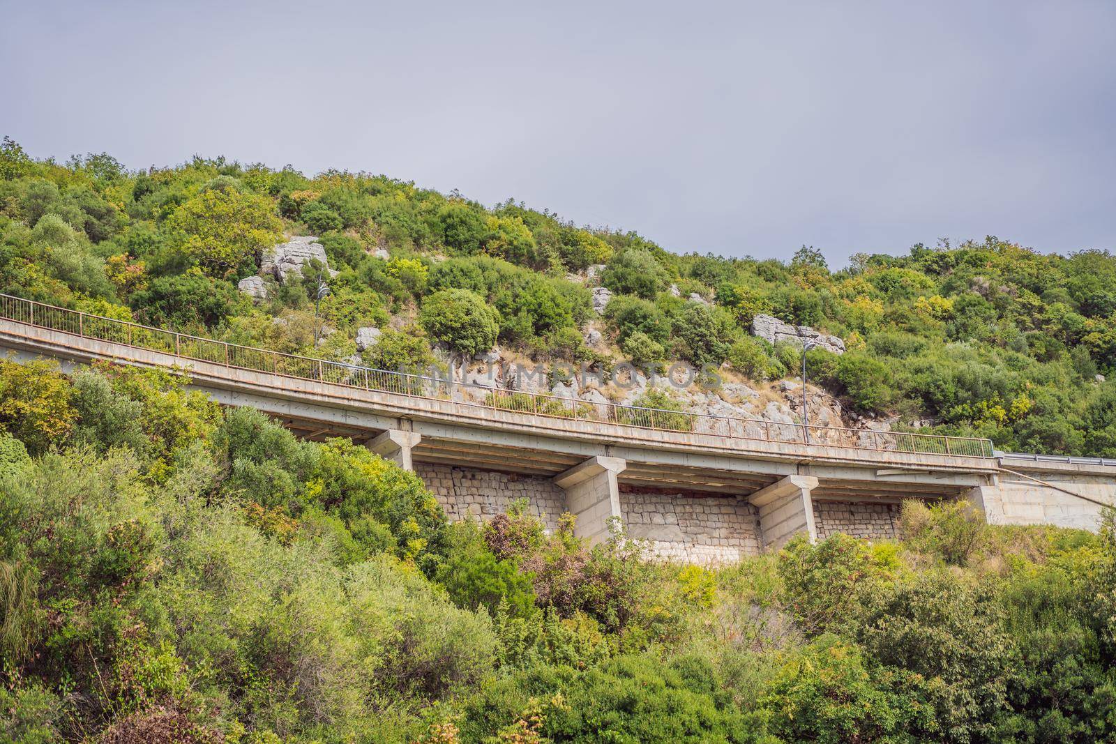 View of the road among the rocks Montenegro.