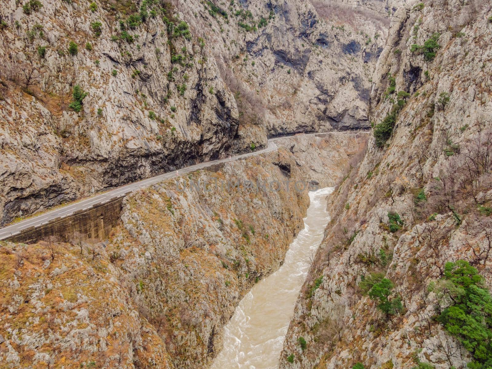 Beautiful Canyon of Moraca river in winter, Montenegro or Crna Gora, Balkan, Europe by galitskaya