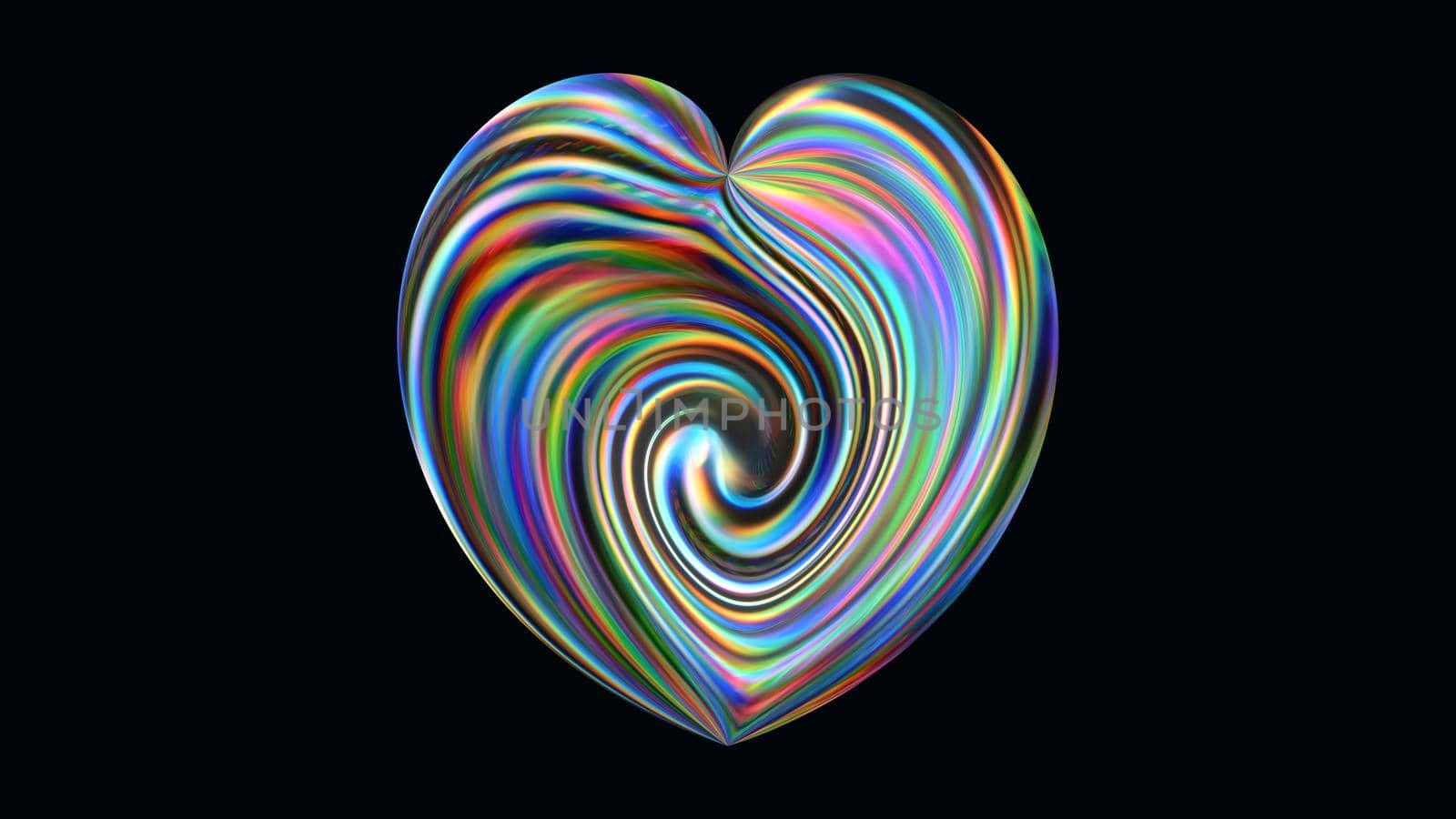 An abstract rainbow figure of the heart on a black background. by Vvicca