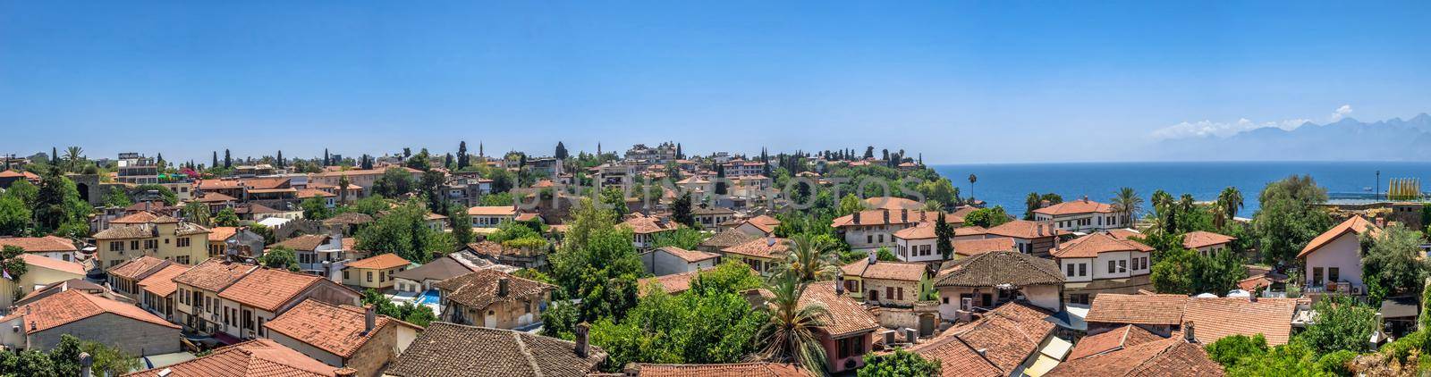 Antalya, Turkey 19.07.2021. Panoramic top view of the old city of Antalya in Turkey on a sunny summer day