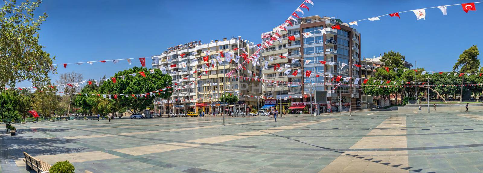 Antalya, Turkey 19.07.2021. Republic square in Antalya, Turkey, on a sunny summer day