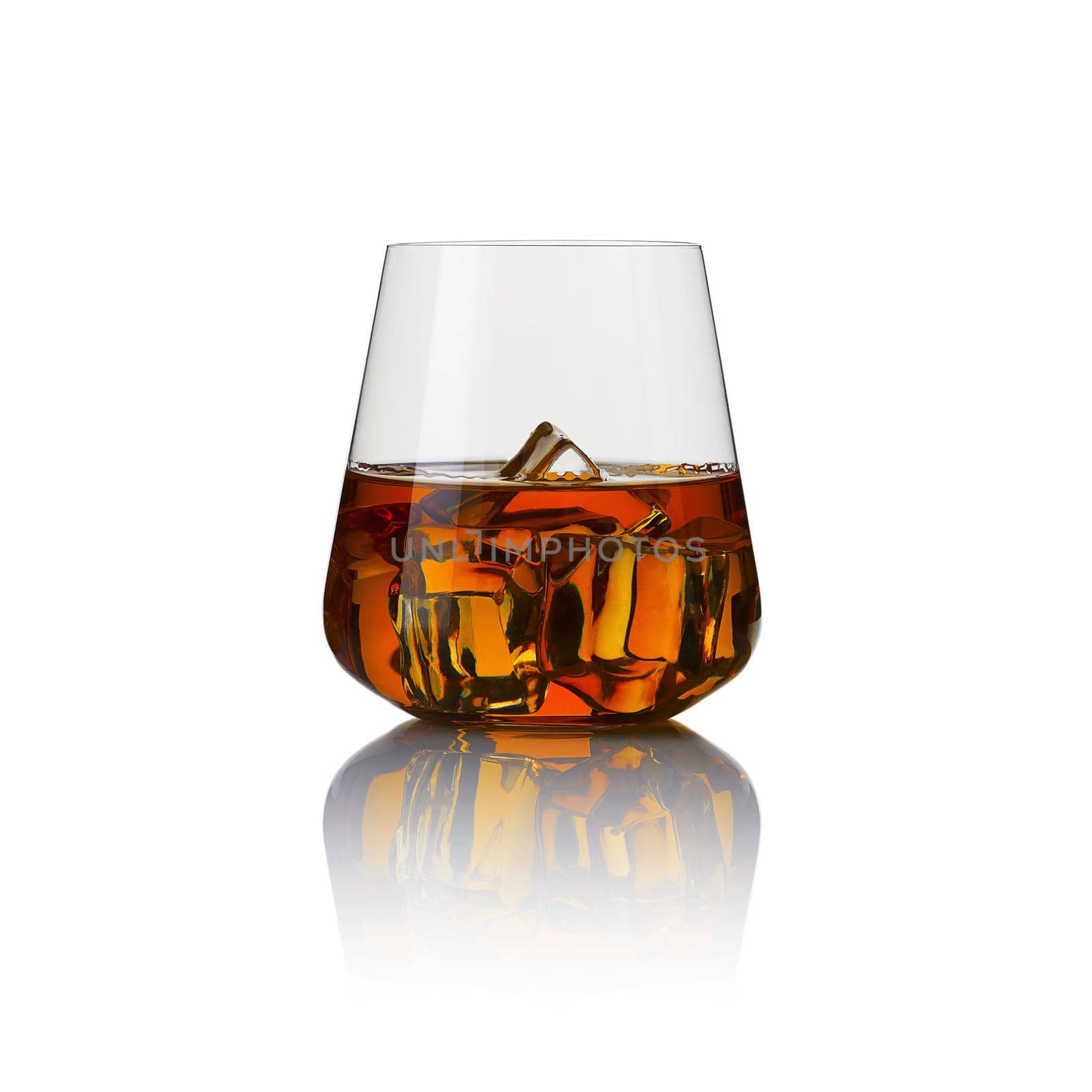 Glass of whisky - with ice and reflection, studio shot by PhotoTime