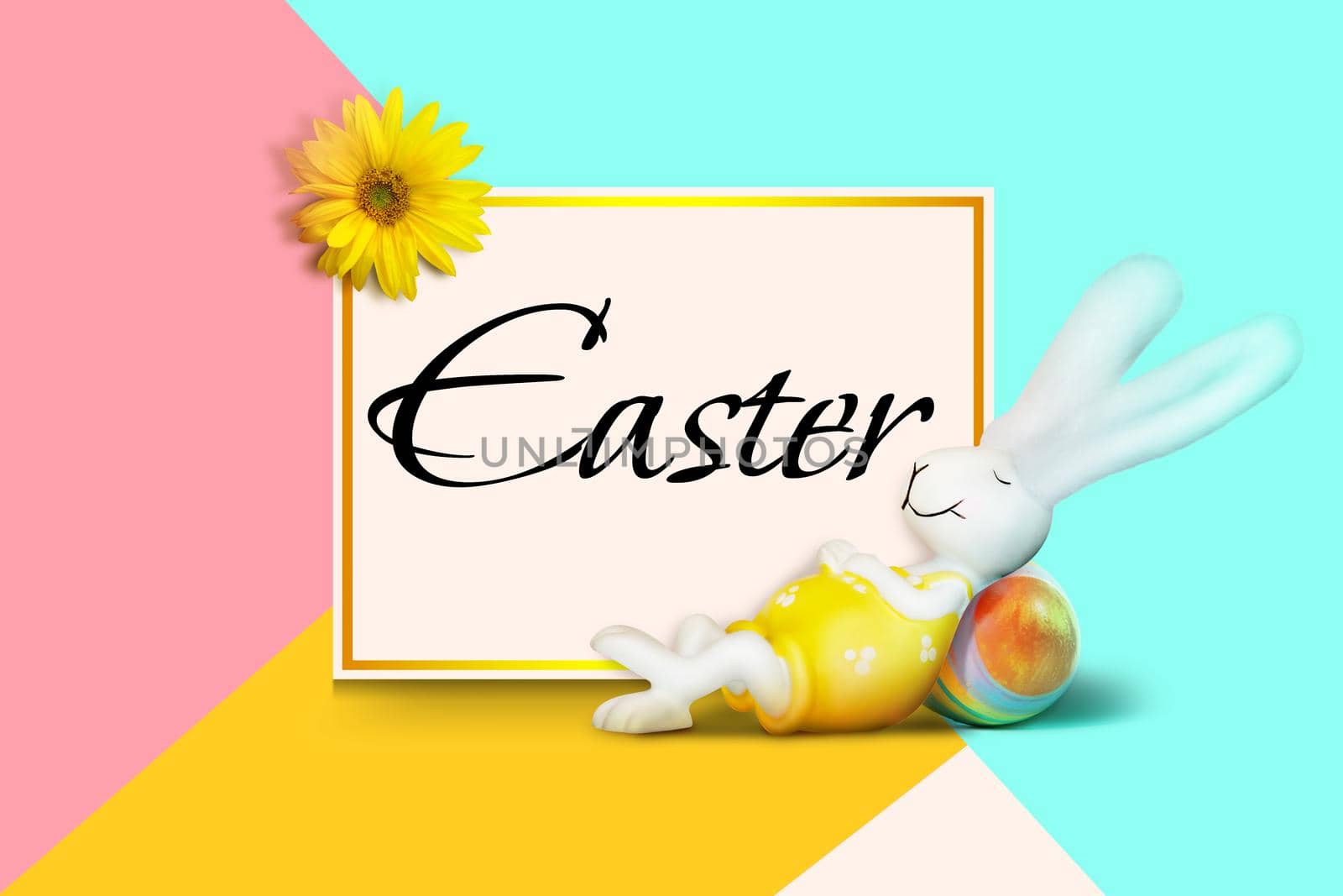 Easter composition with eggs. Festive decoration. Happy Easter.