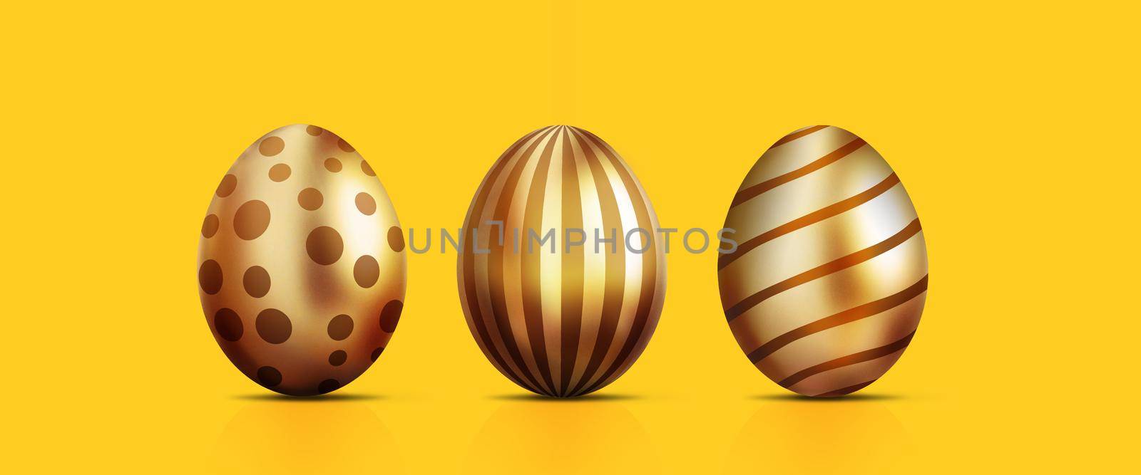 Easter composition with eggs. Festive decoration. 3d illustration