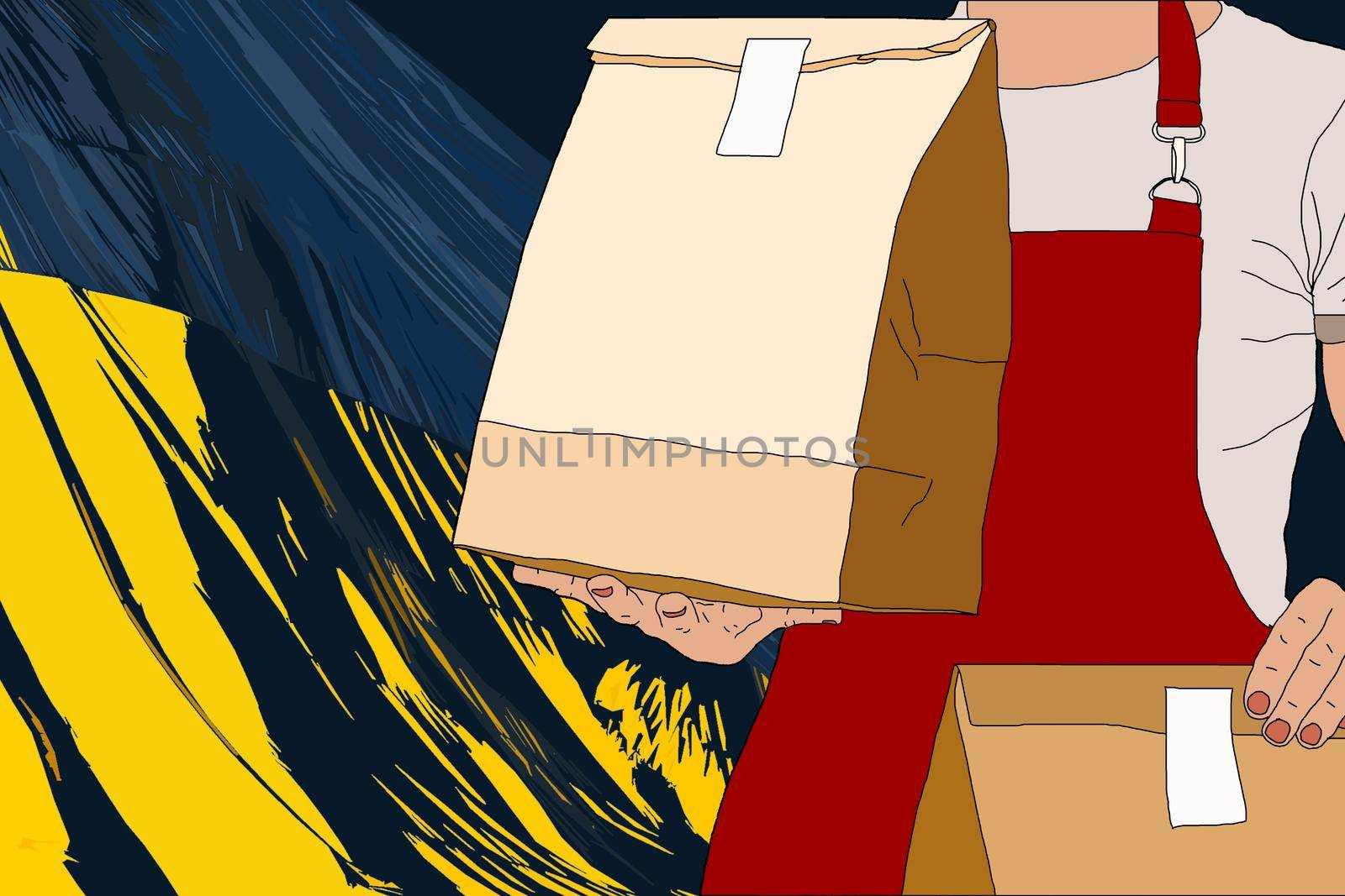 Cardboard box Ukraine. flag of ukraine. delivery man by Andelov13