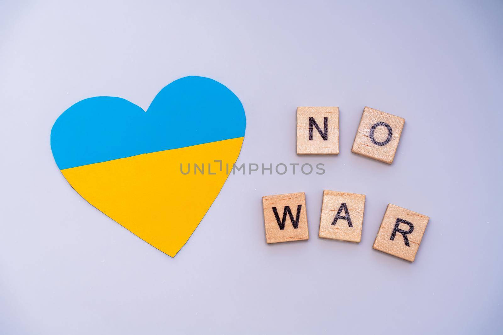 Heart pattern, yellow and blue flag of Ukraine. Peace concept by Matiunina