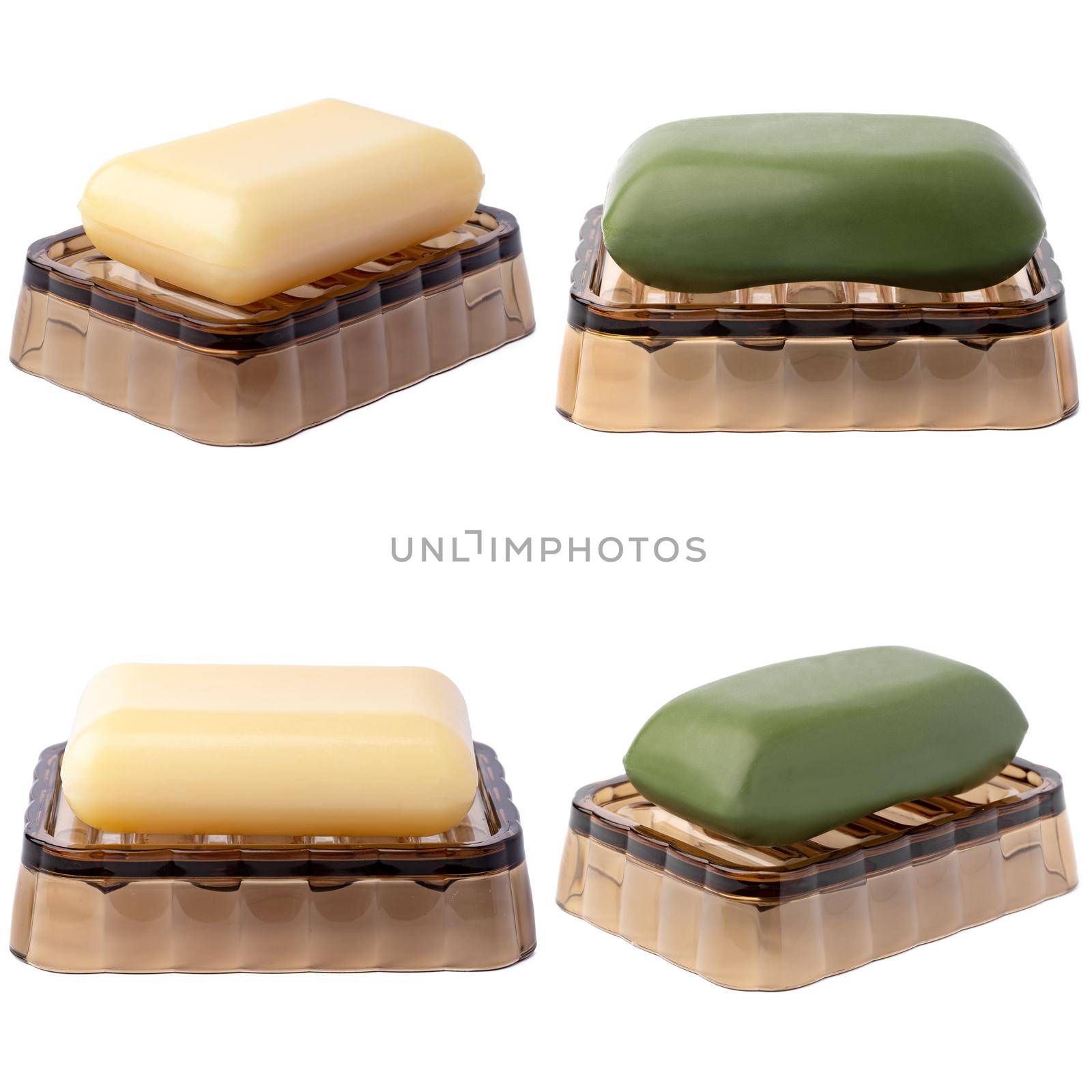 Soap bars isolated on the white background, close up