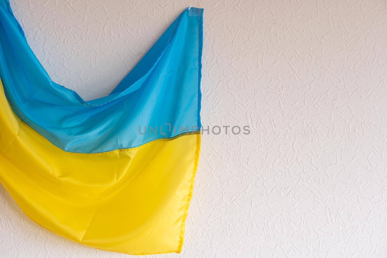 National flag of Ukraine fabric textile background.