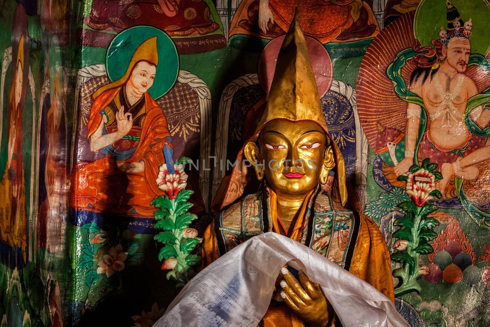 Statue of Je Tsongkhapa, founder of the Gelugpa school in Likir Gompa. Ladakh, India by dimol