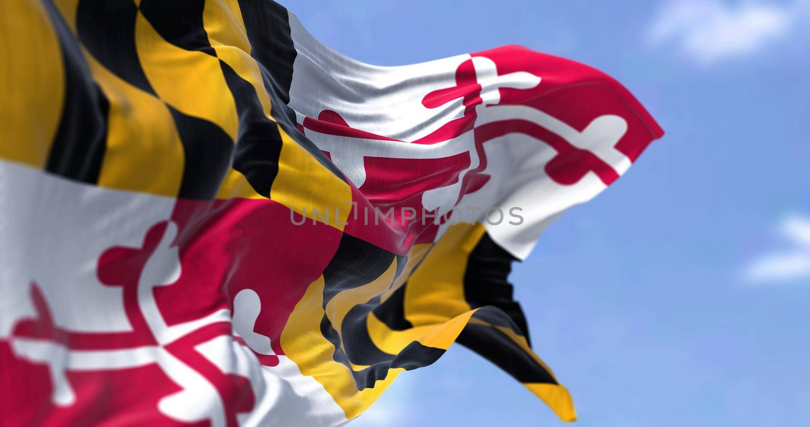 The US state flag of Maryland waving in the wind by rarrarorro