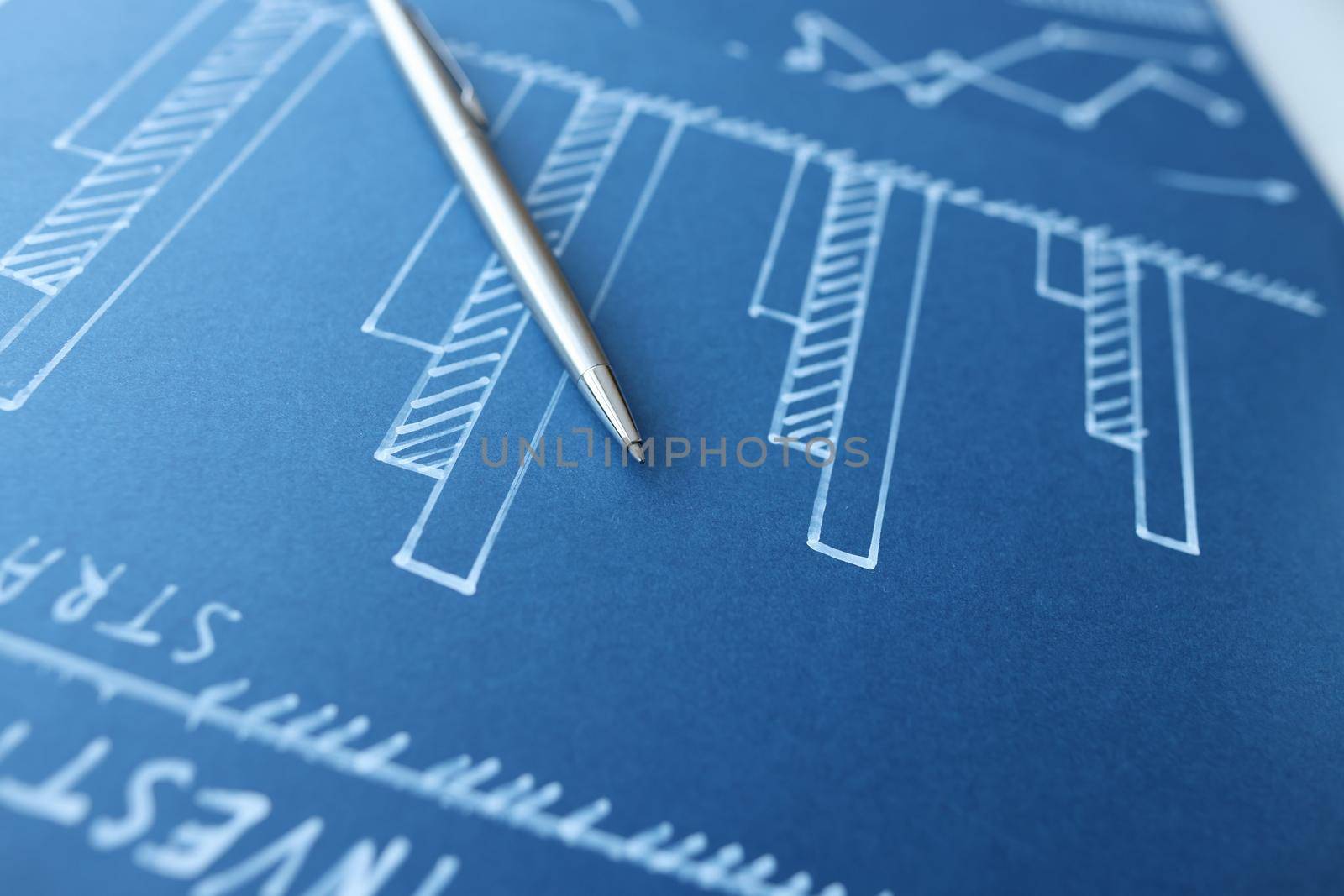 Drawn graph of financial business growth and metrics analytics. Marketing planning and business statistics research data concept