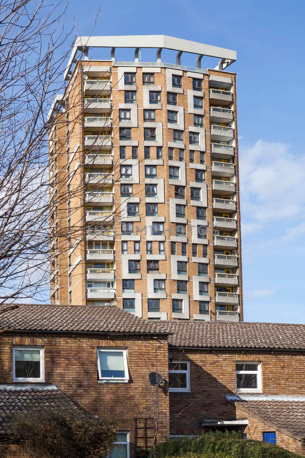 LONDON, UK - January 7, 2020: Neighborhood of East London. Desert streets in winter.