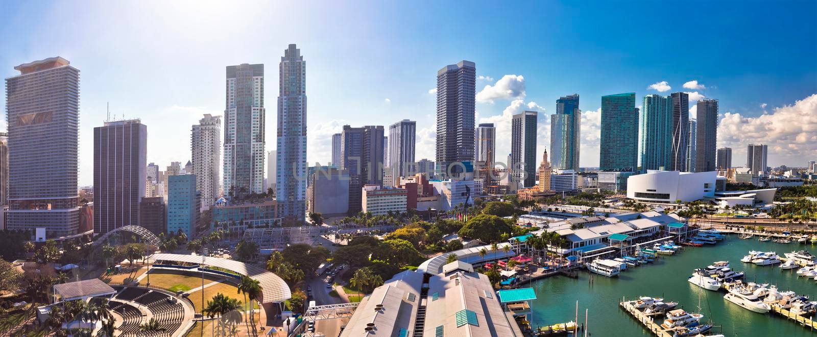 Miami downtown skyline panoramic aerial view by xbrchx