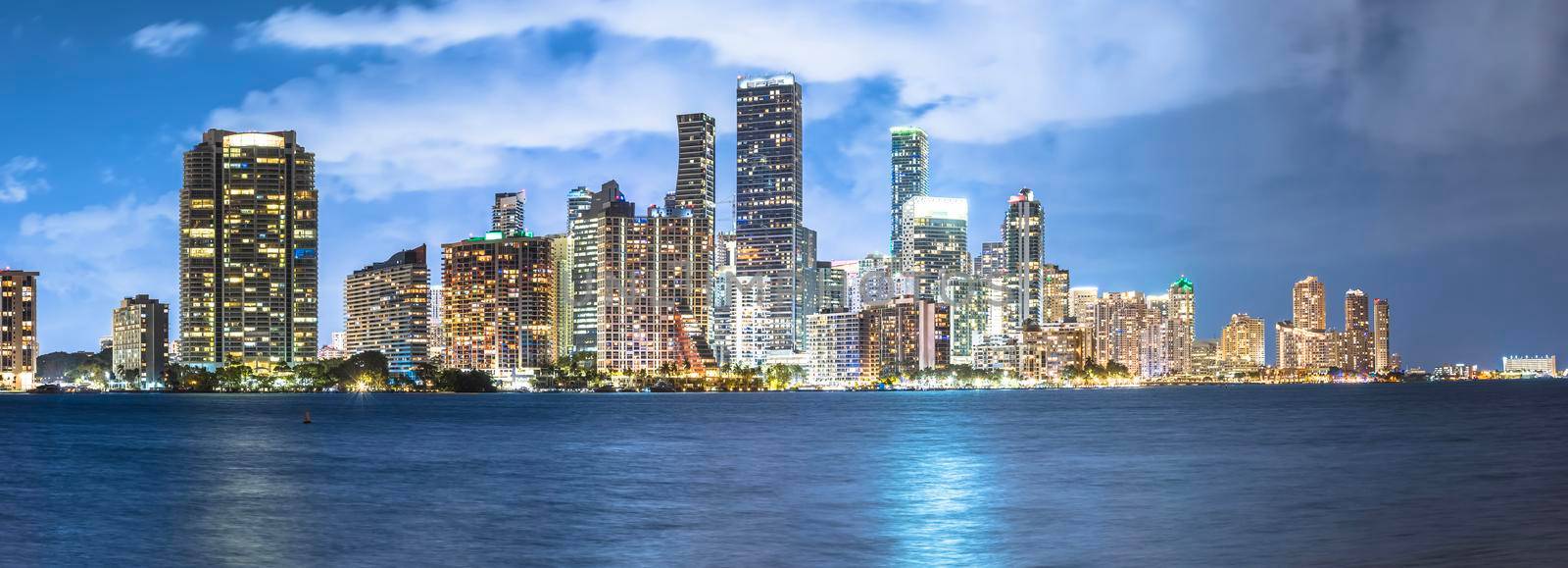 Miami skyline evening panoramic view, Florida, United States of America