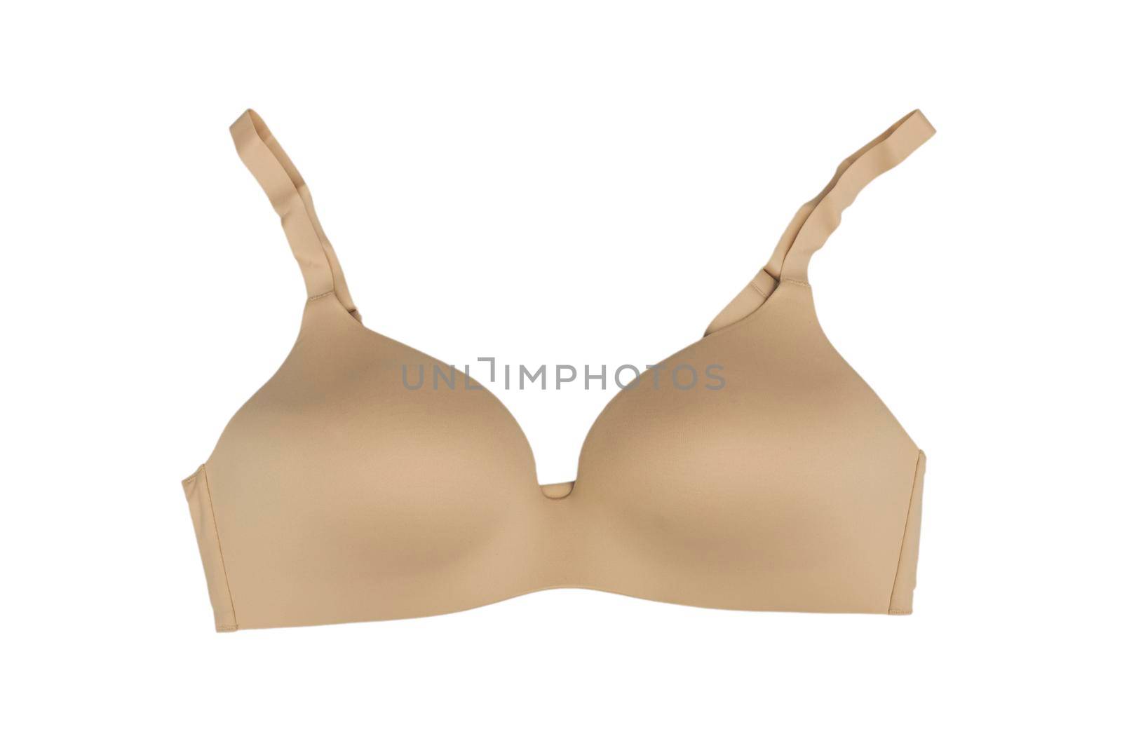 beige bra with push up large size isolated on white. Casual style