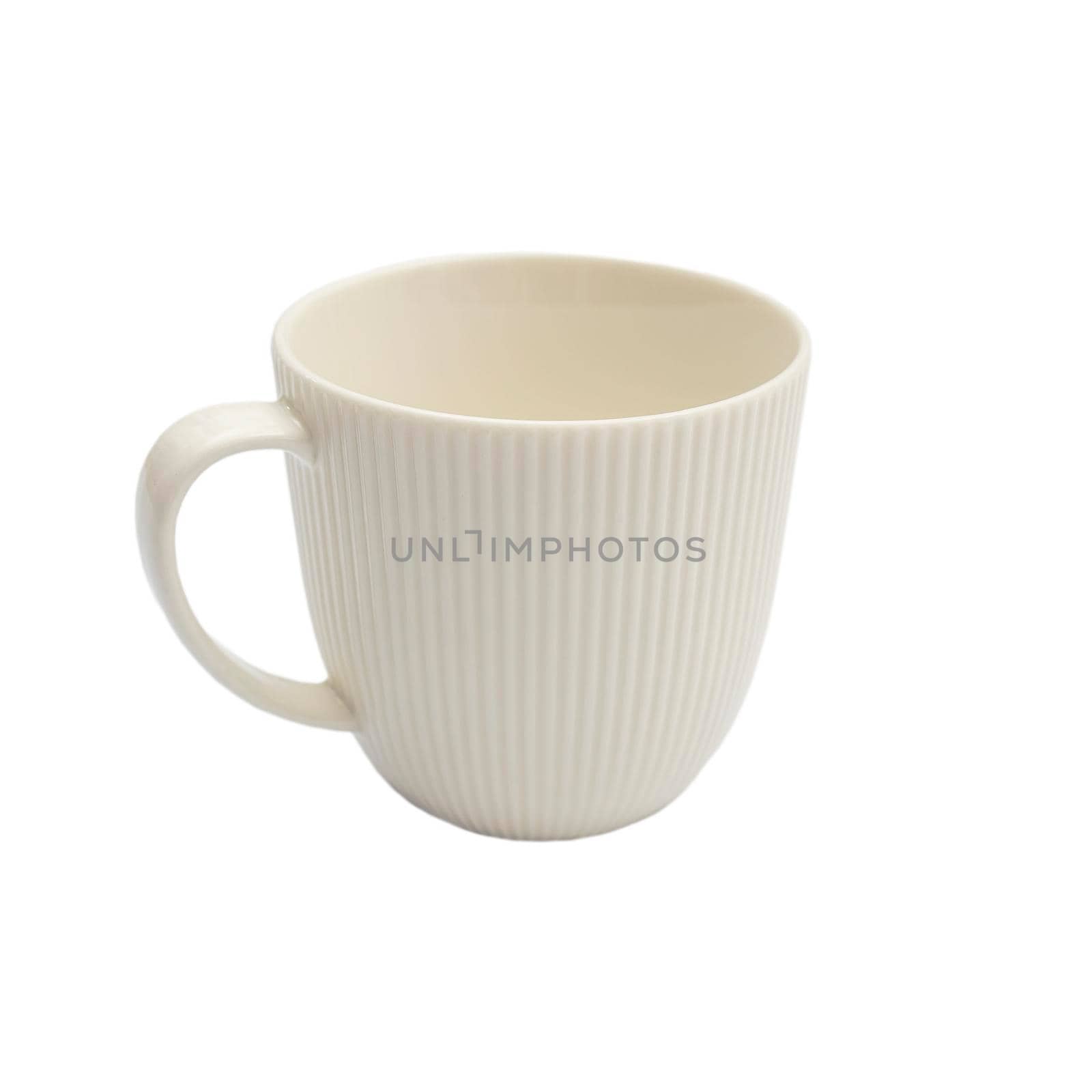 White corrugated mug isolated on white - gift for Valentine's Day by elenarostunova