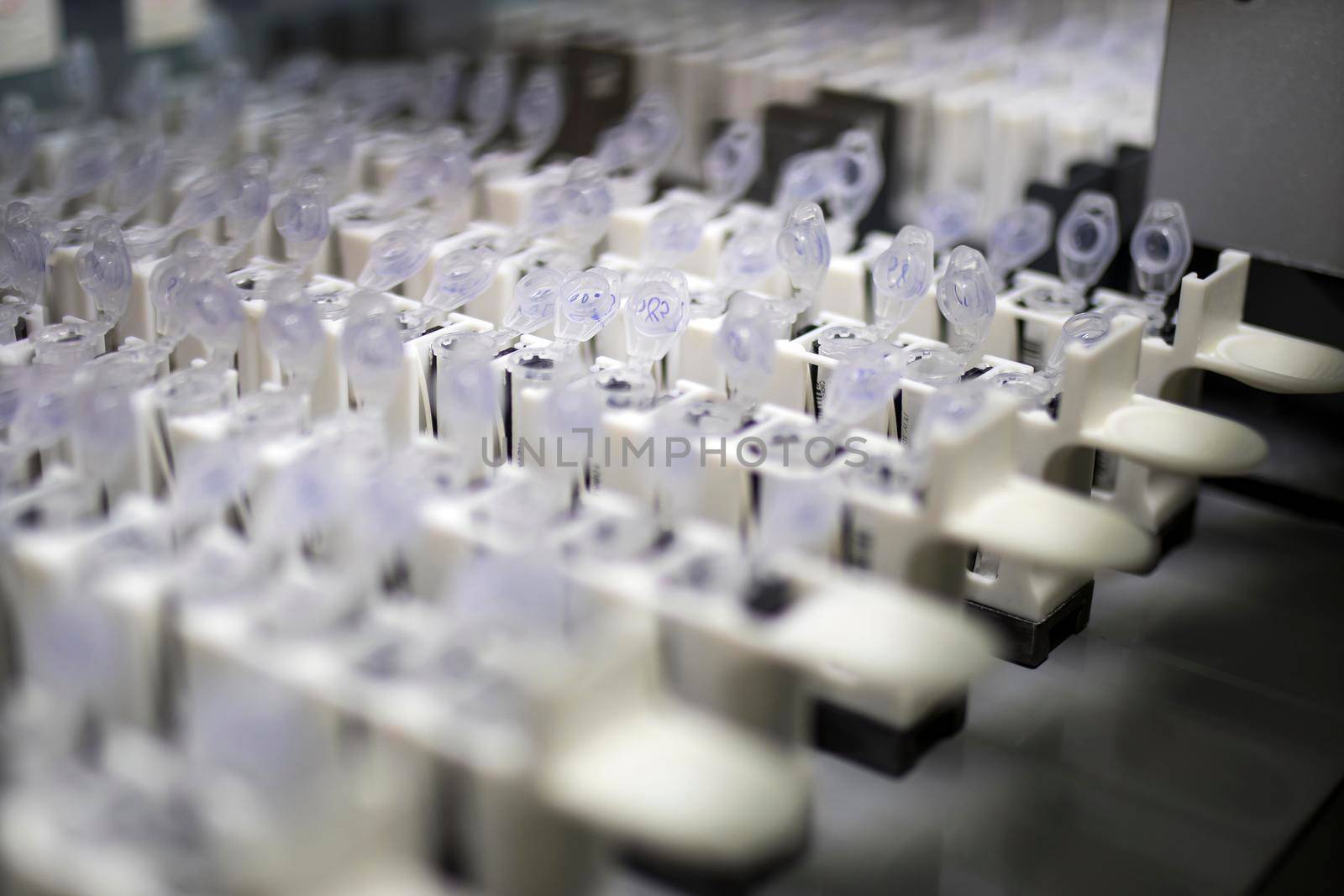 Test tubes in the laboratory in which PCR tests are done for the determination of coronavirus by elenarostunova