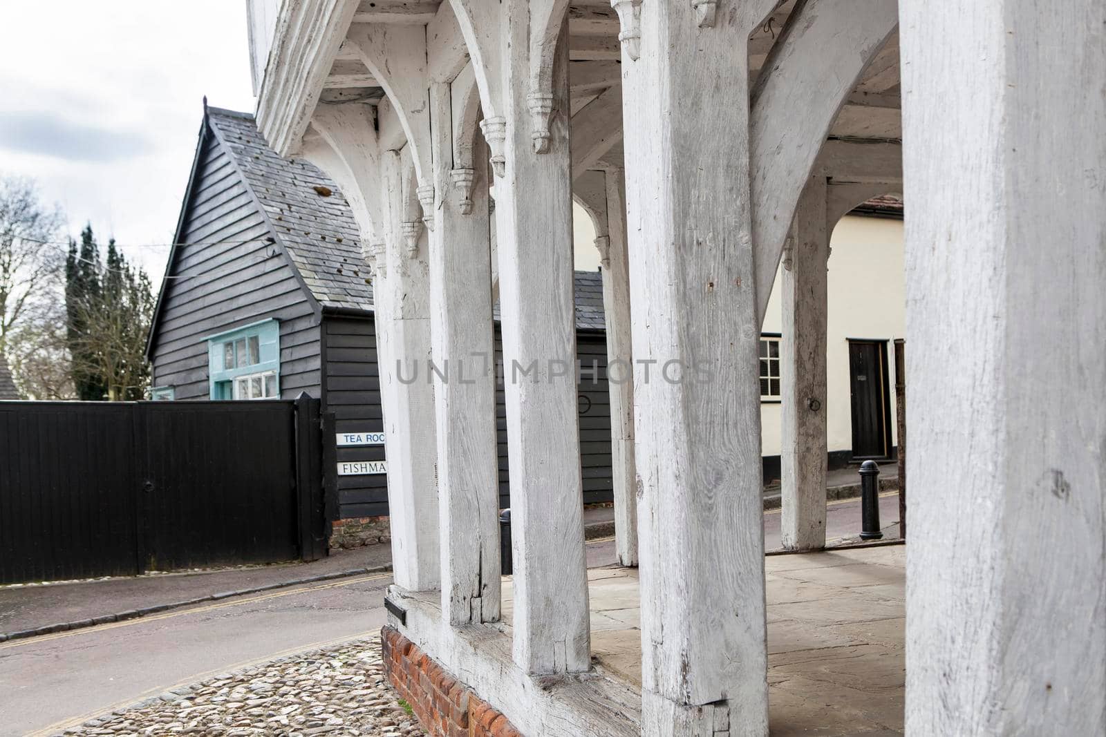 Dunmow, Thaxted, Essex, UK - September 2019, Great Dunmow is an ancient market town in north-west Essex with an estimated population. Medieval Guildhall front view