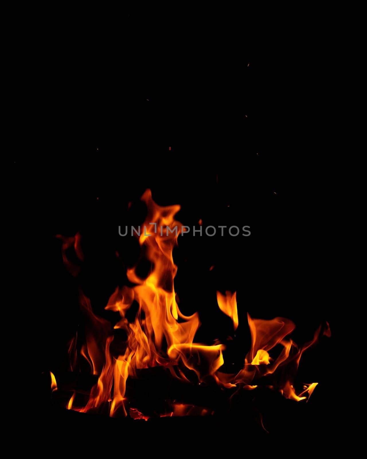 Fire flames abstract on black background. photo