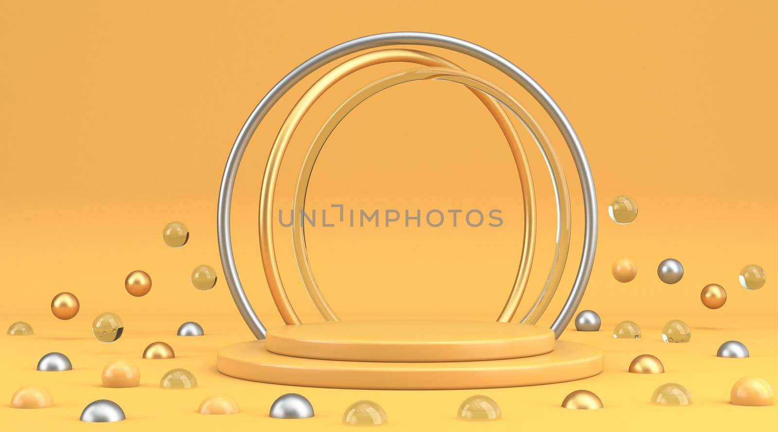 Composition with rings and balls for product demonstration 3D by djmilic