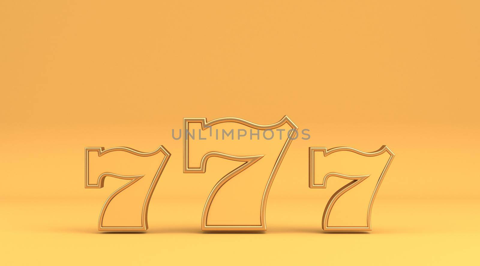 Yellow 777 sign 3D rendering illustration isolated on yellow background