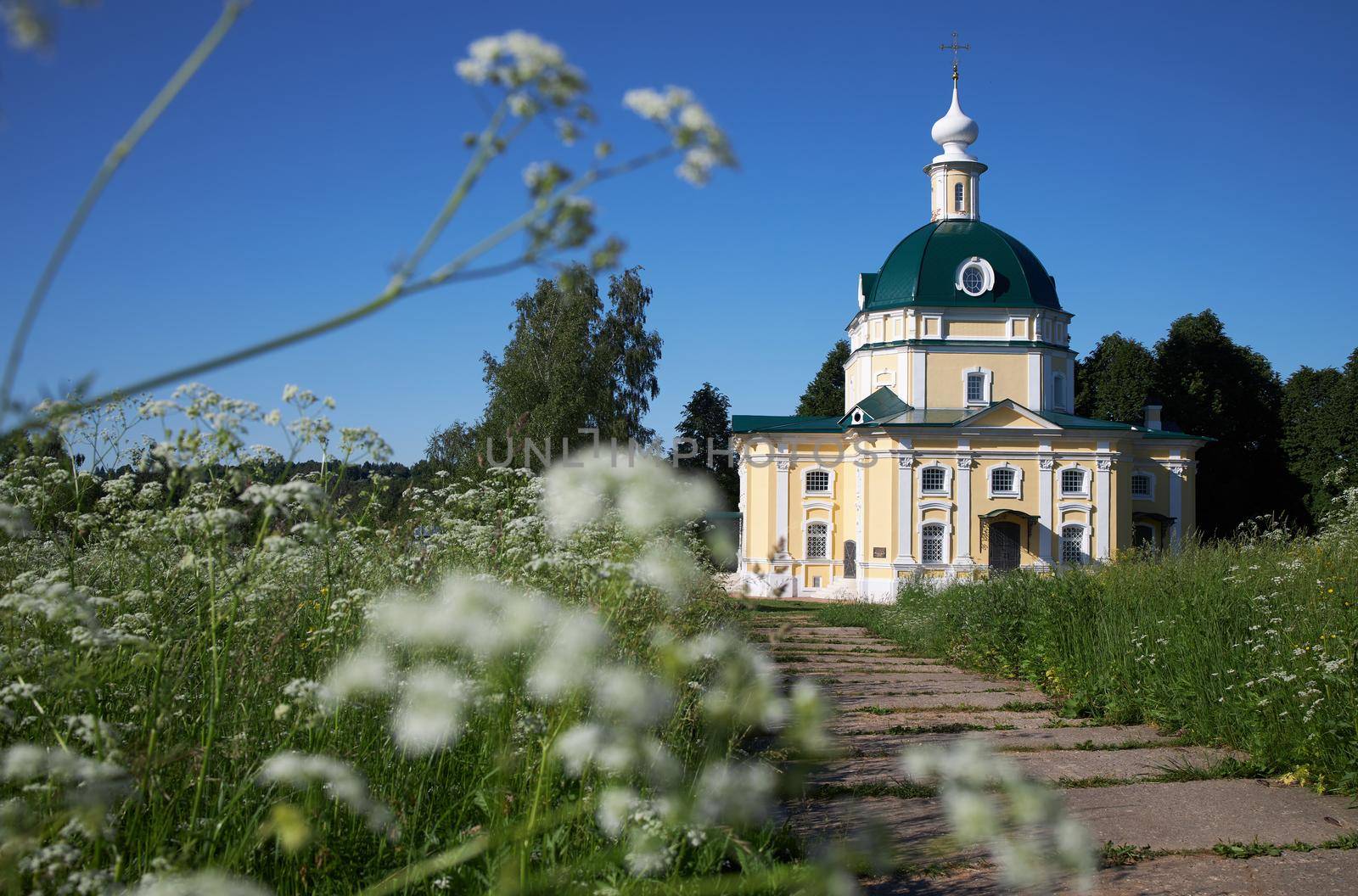 MOSCOW REGION, RUSSIA - June 10, 2021, Church of Michael the Archangel in the village of Tarakanovo, Moscow region. In this church the poet Block and Mendeleyeva were married in 1903