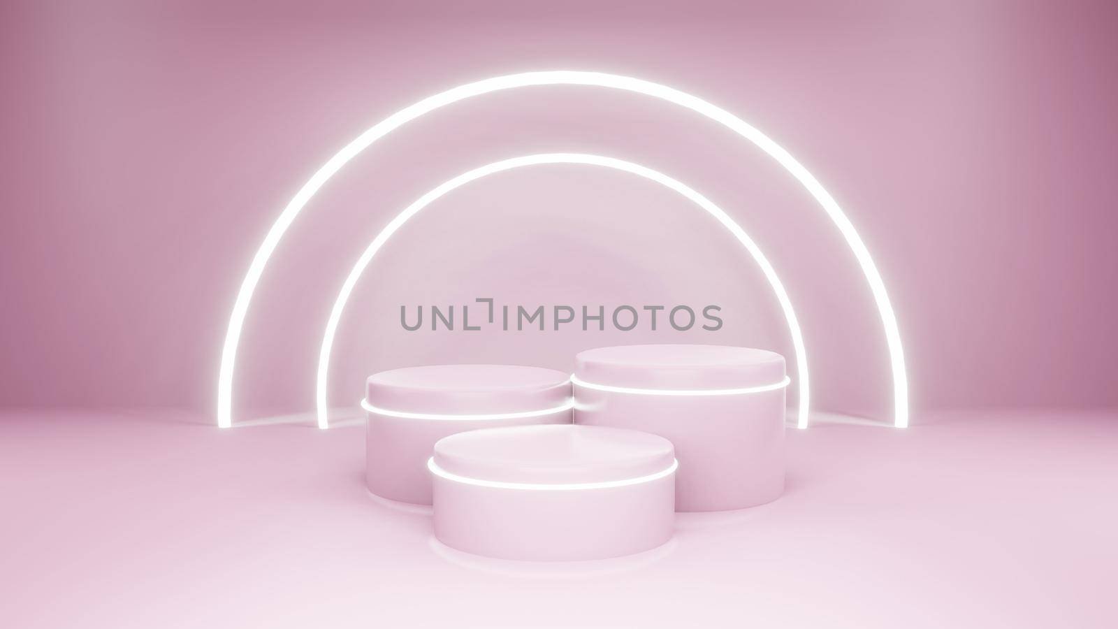 Abstract 3d render, Mock up podium for product presentation, abstract minimal concept, Showcase,Product stand, Pink and White color, Luxury concept, Minimalism, 3D Rendering by Benzoix