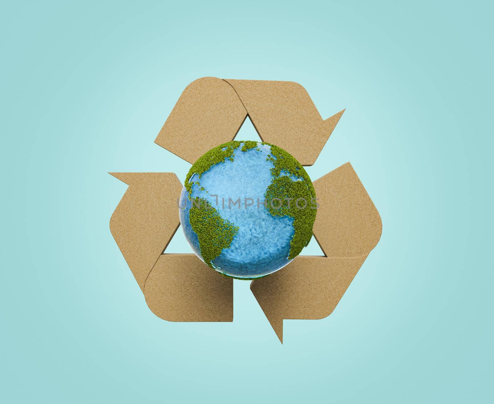 planet earth with wood recycling symbol by asolano
