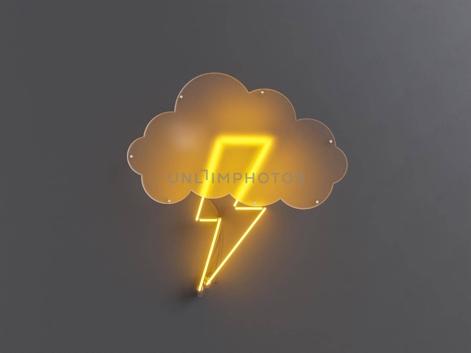 neon lightning lamp with a diffuse glass cloud by asolano