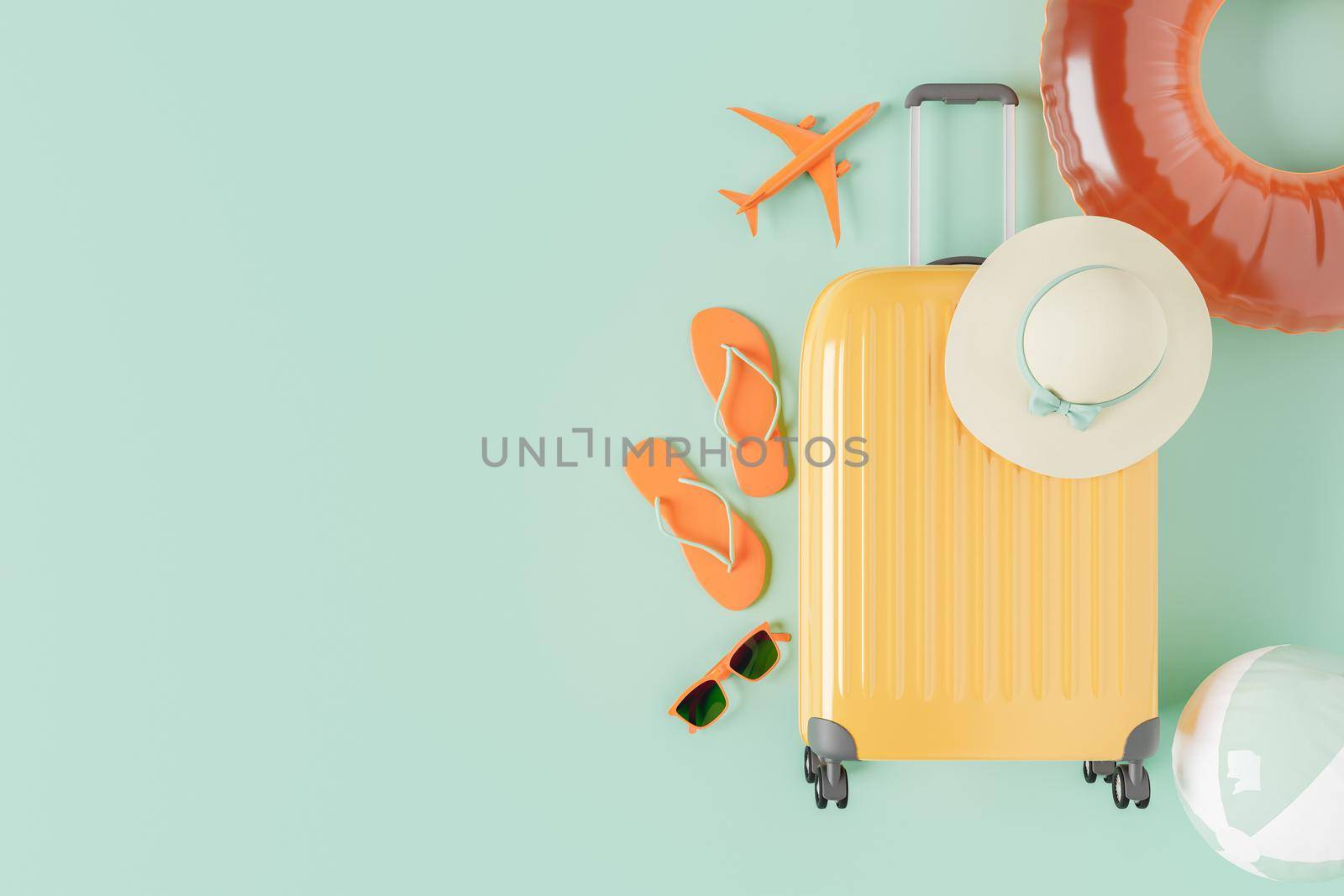 suitcase with summer travel accessories by asolano