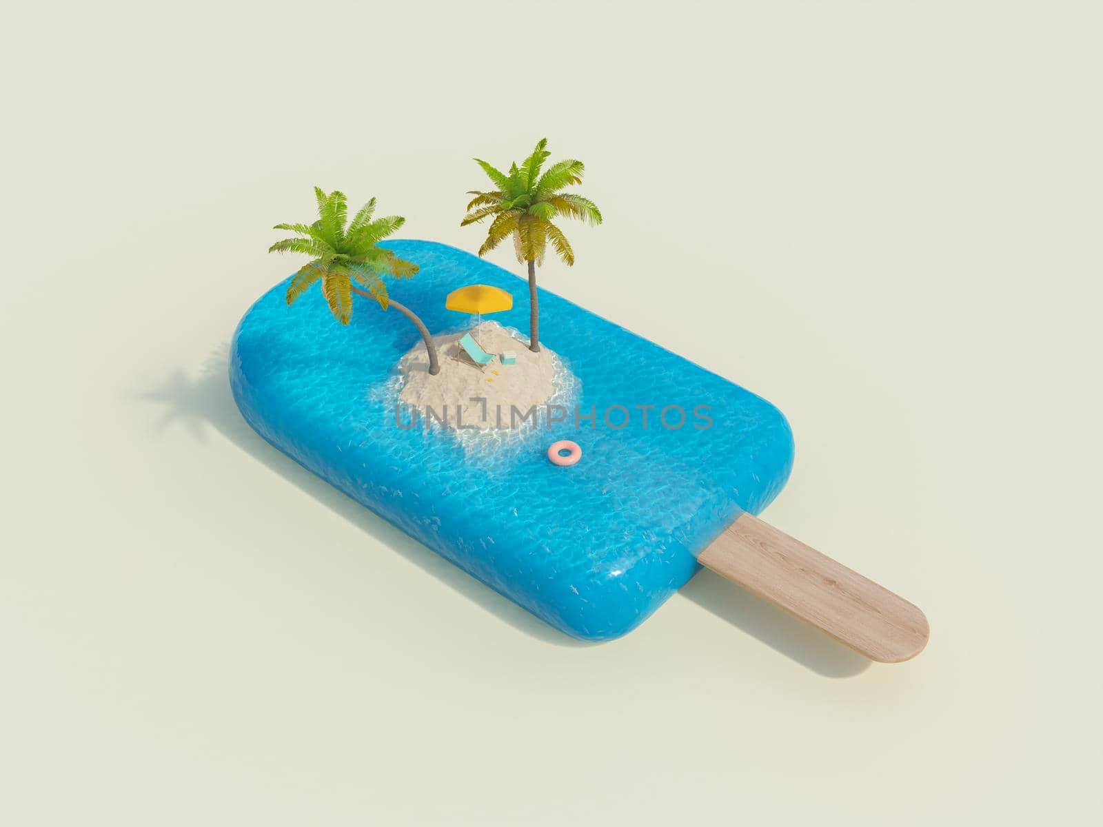 ice cream with an island and beach chair by asolano