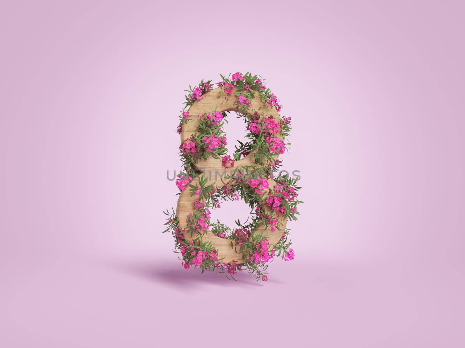 wooden number 8 with flowers. mother's day by asolano