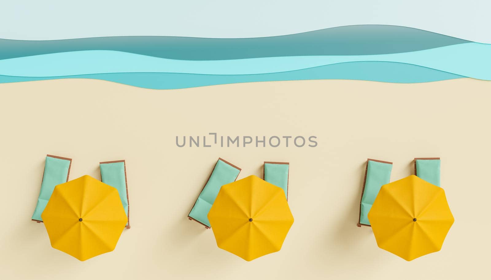 umbrellas and loungers on an artificial beach studio by asolano