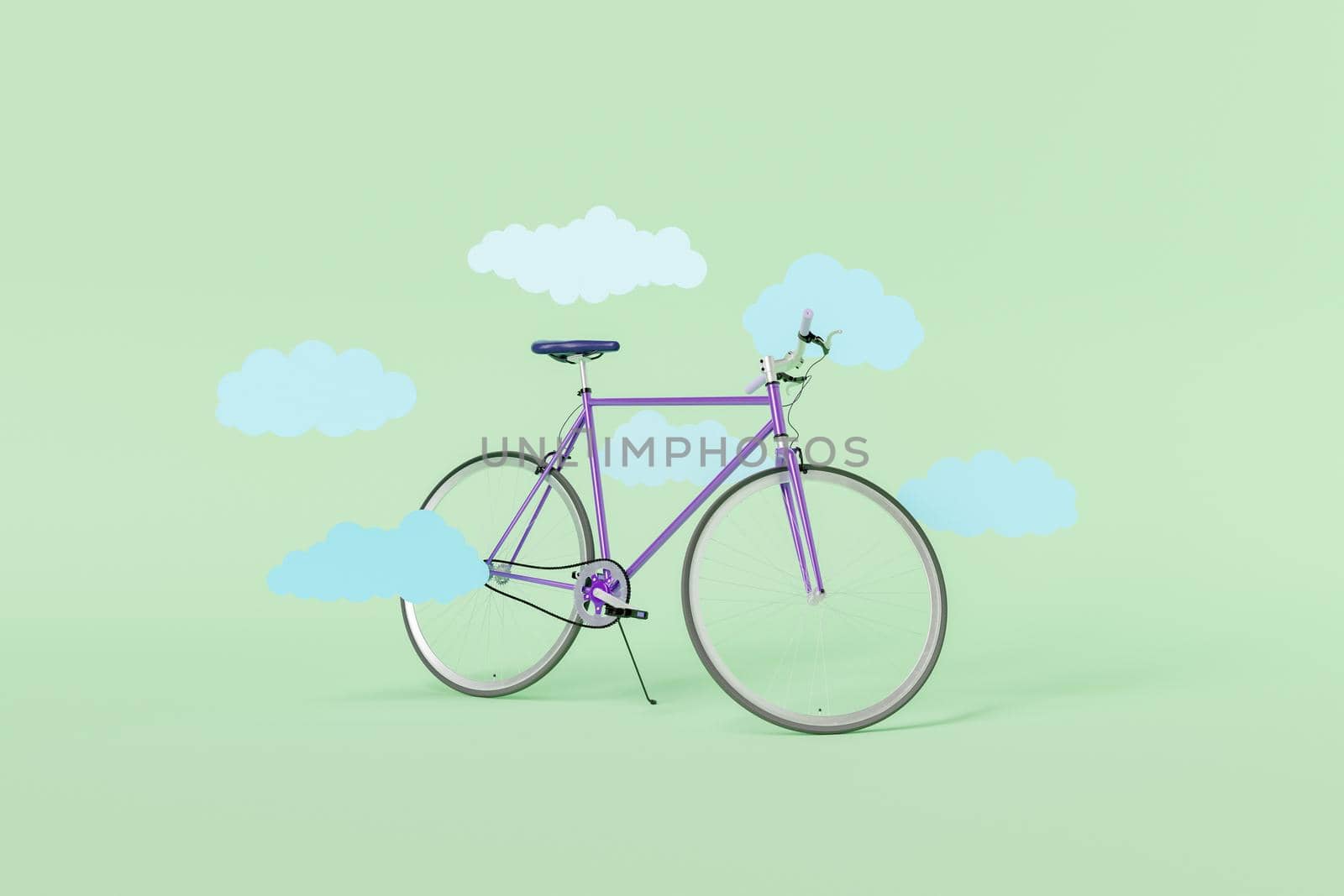 retro bike with flat clouds around by asolano